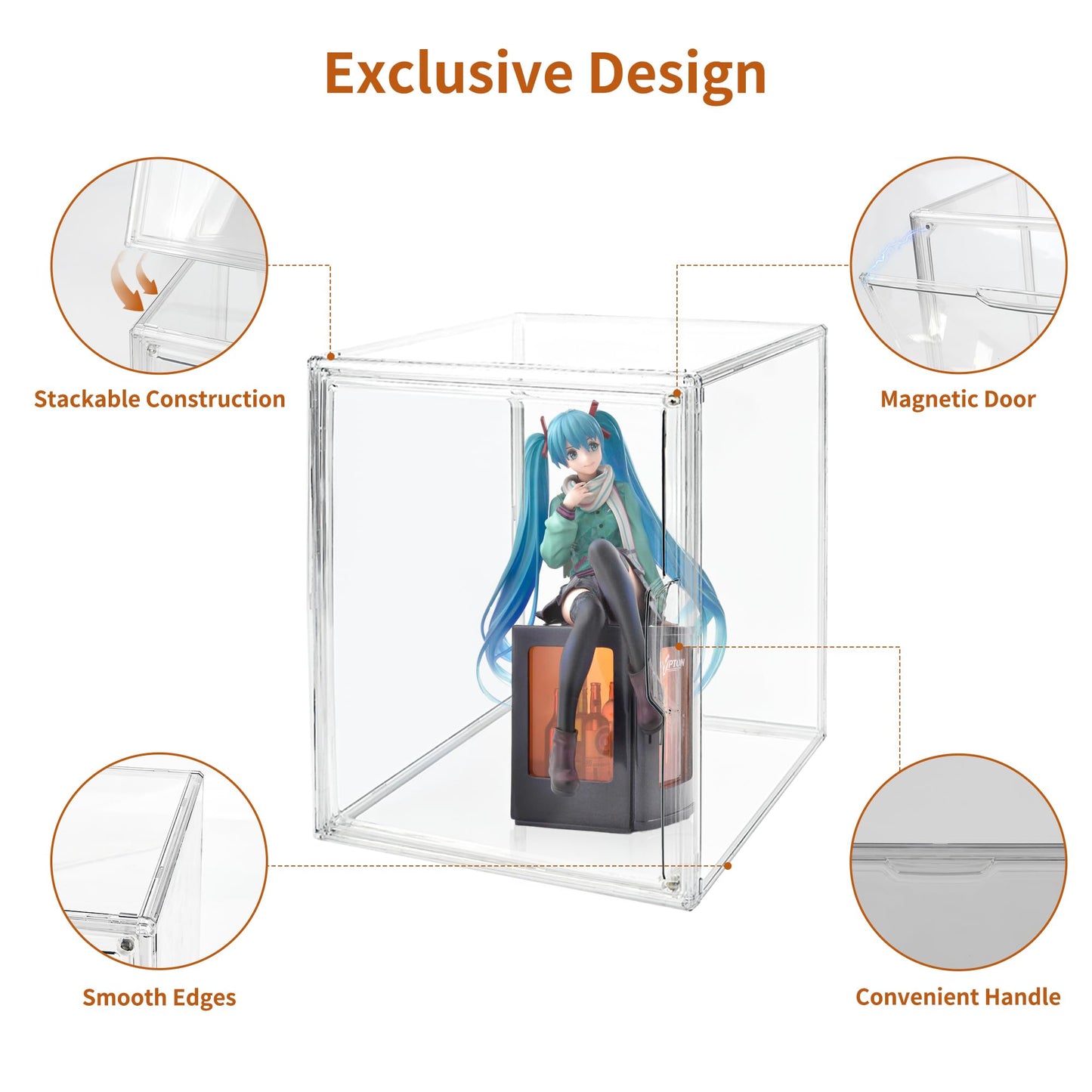 Seaniss Clear Acrylic Display Case with Magnetic Lid-Dustproof Plastic Book Storage box,Clear Box,Purse Storage Organizer,Action Figure Display Case,Acrylic Sneaker Shoe Box(2 Pack)