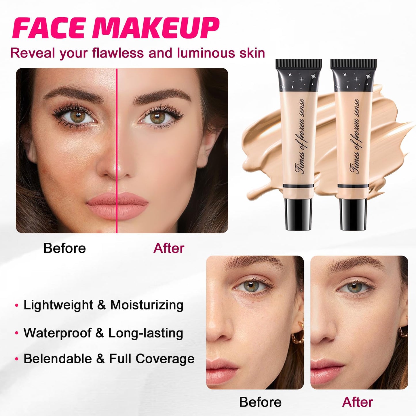 All in One Makeup Kit for Women Full Kit, Make Up Gift Set for Women Teen Girls, Makeup Essential Bundle with Eyeshadow Palette Foundation Blush Lipgloss Eyeliner Mascara Eyebrow Pencil Cosmetic Bag
