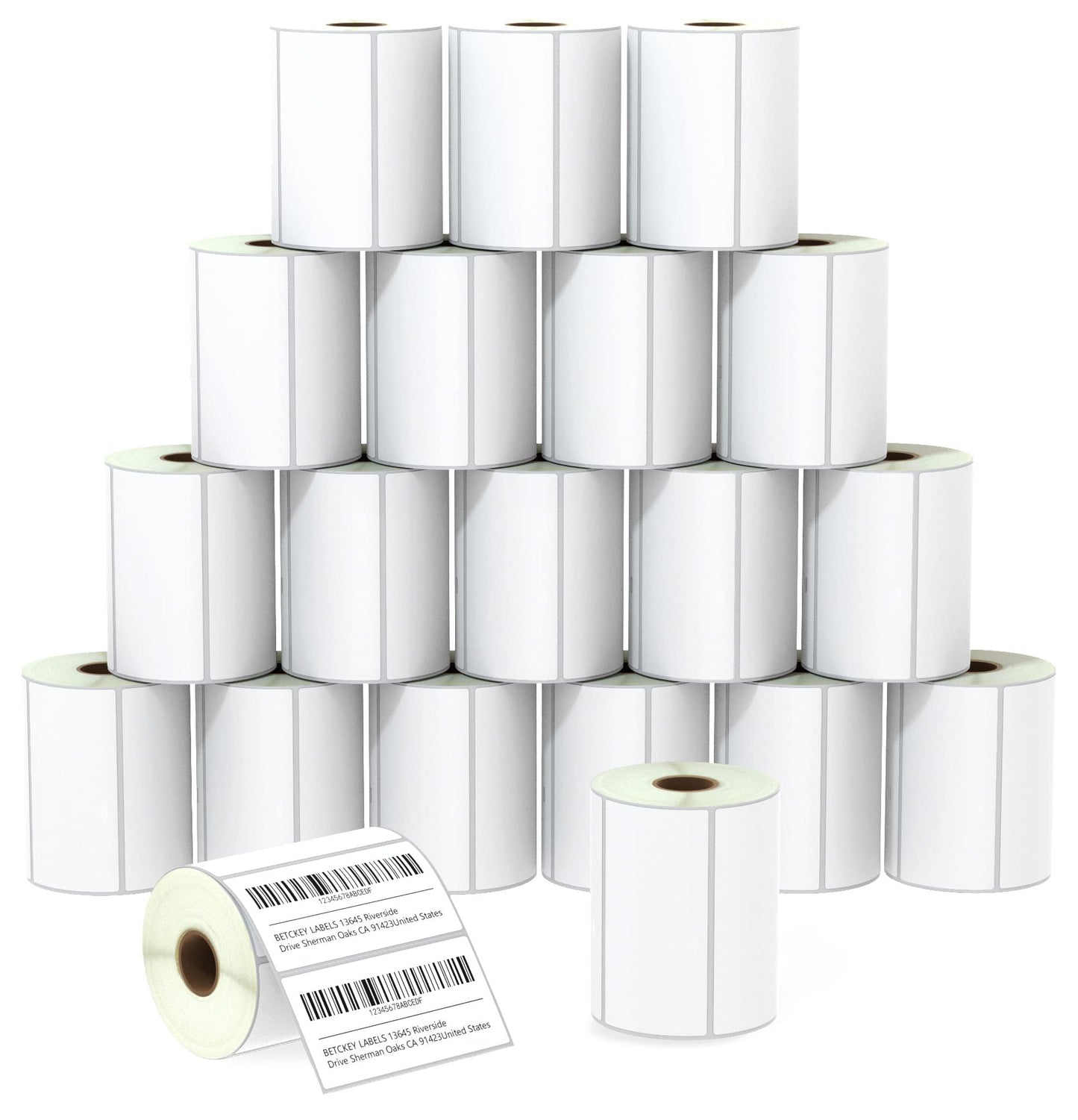 BETCKEY - 4" x 2" (102 mm x 51 mm) Barcode Shipping & Multipurpose Labels Compatible with Zebra & Rollo Label Printer,Premium Adhesive & Perforated [20 Rolls, 15000 Labels]