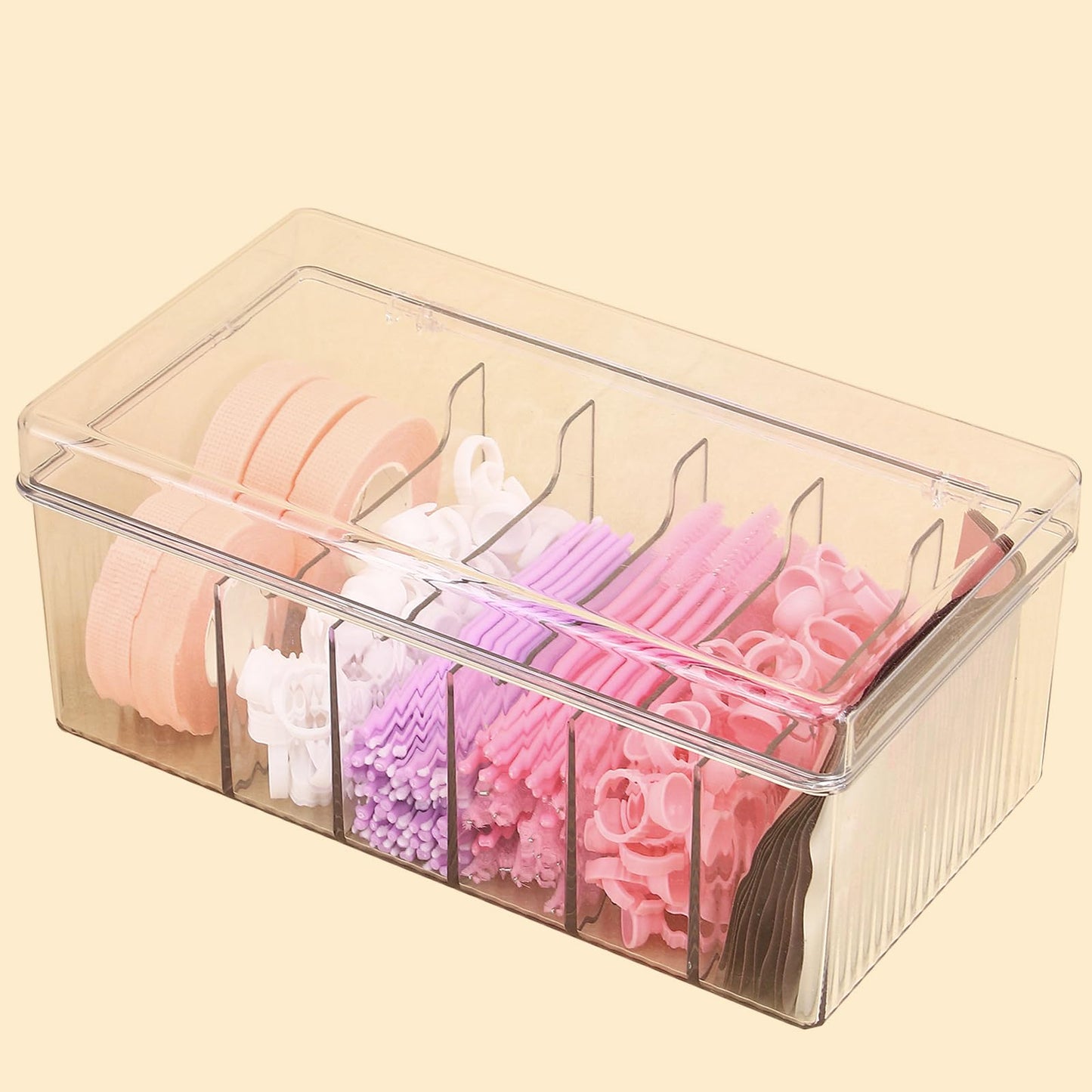 MoyRetty 1PC Acrylic Lash Extension Organizer, Large Capacity Eyelash Extension Supplies Storage Container Box, Neatly Store and Organize Your Lash Supplies