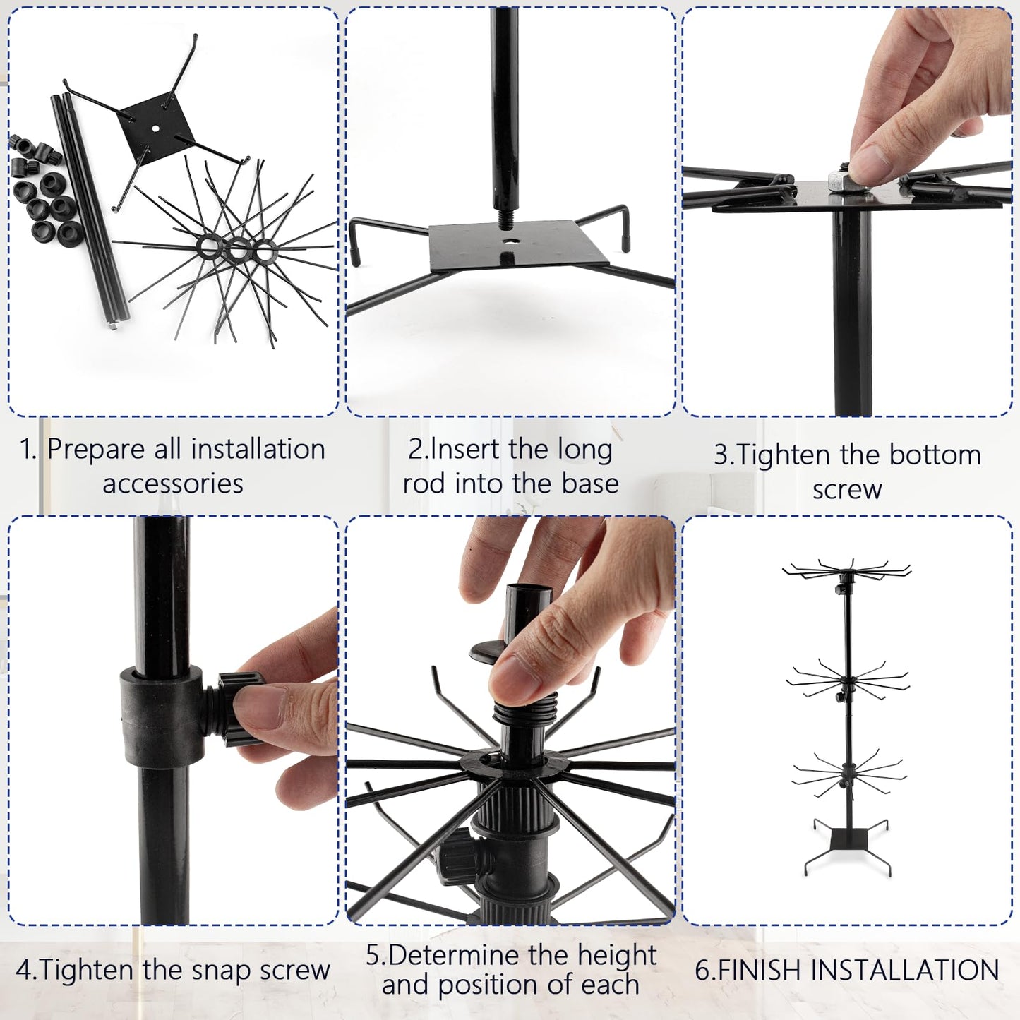 KoMvzyl 1Pc Rotating Display Stand Jewelry Display Rack with Hooks Metal Earrings Display Stands for Selling Necklace