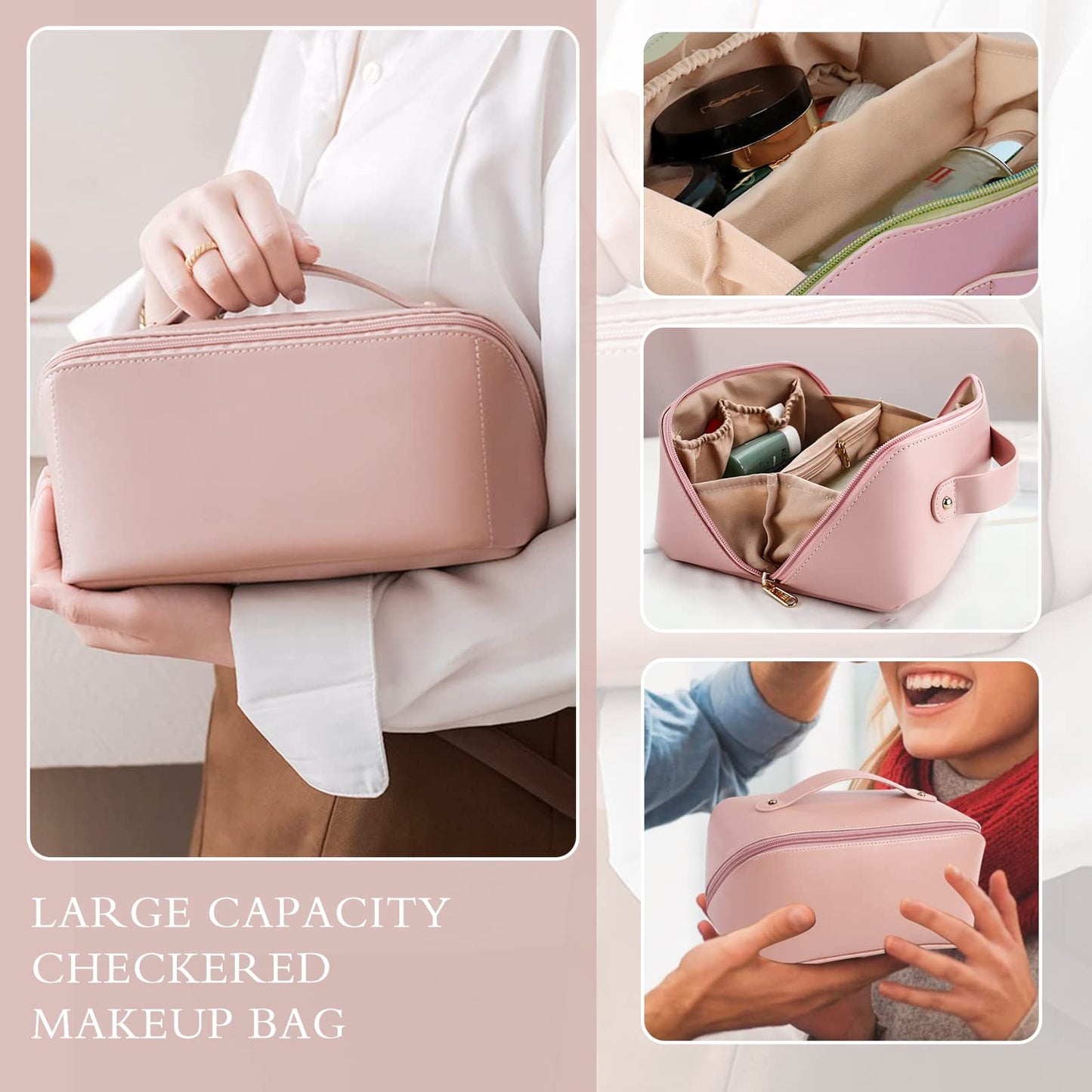 Ovenot Large Capacity Travel Cosmetic Bag with Handle and Divider - Multifunctional Makeup Bag for Easy Access, Waterproof