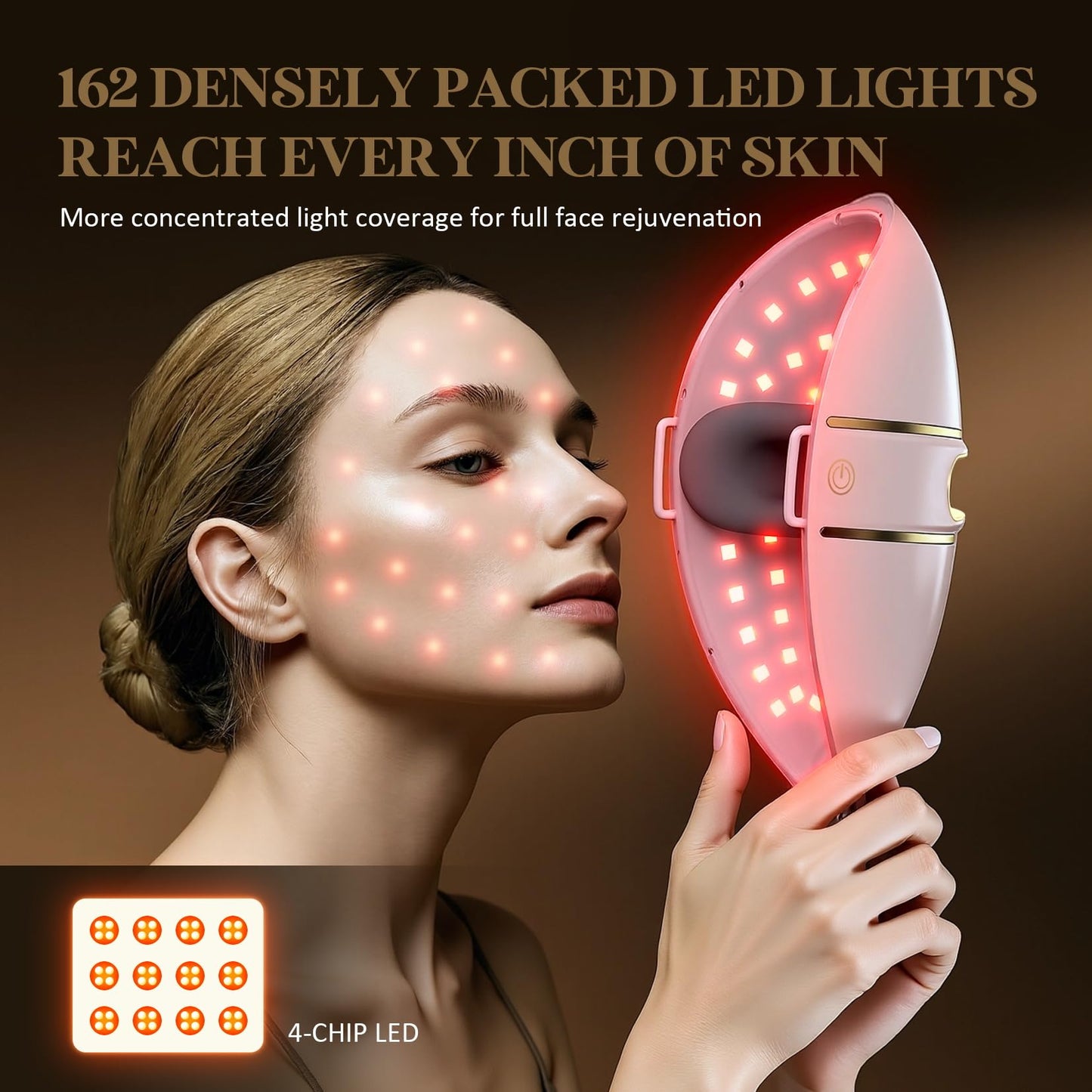F FIWENE FSA-HSA Eligible LED Face Mask Light Therapy, Red Light Therapy for Face Wrinkle, Blue Light Therapy Mask for Face Acne, Rechargeable,Anti-Aging,Blemish Repair,Brightens Skin Tone