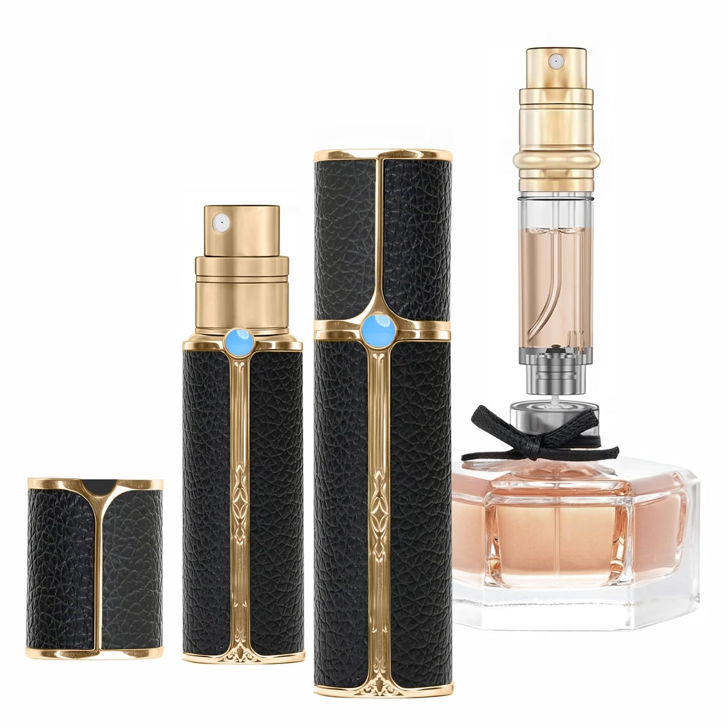 muilsae CF01BKG Leather Perfume Bottle 10ml – Bottom-Fill Refillable Dispenser, Leak-Proof & Portable for Men & Women, Ideal for Travel, Gifting & Daily Use (CF01BKG)