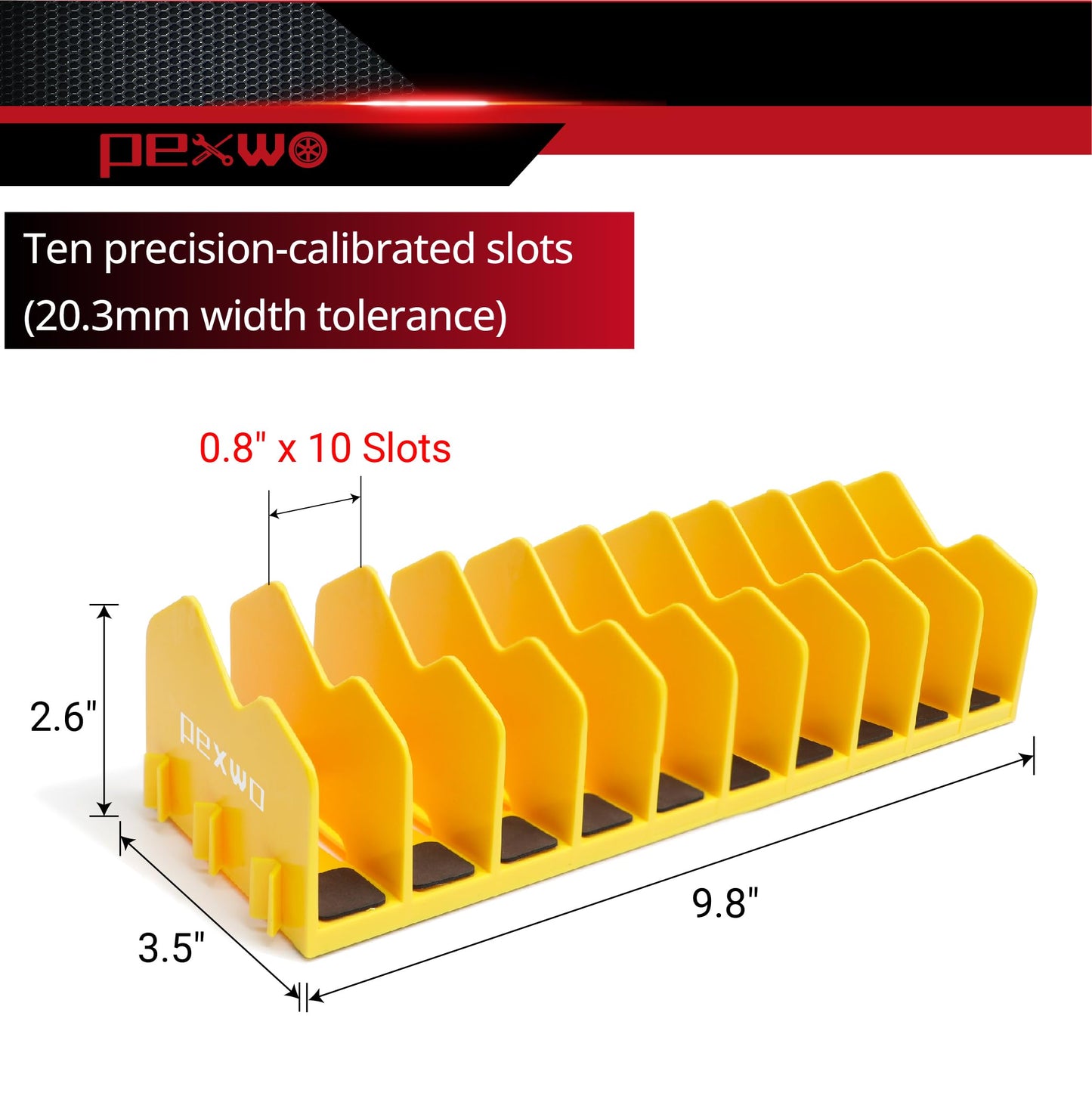 pexwo Plier Organizer, Plier Rack, Plier Holder and Cutter Organizer with Non-Slip Rubber Base, Tool BoxOrganizer, PlierOrganizer for Tool Box Drawer, 20 slots, ToolStorage, PlierRack (2 PC-Yellow)