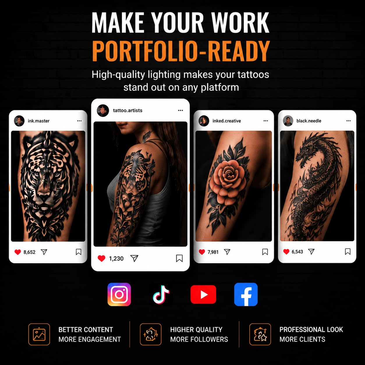 120 Led Tattoo Light Kit with 52mm Cpl,Tripod Light,Dual Clips,Tattoo Equipment and Supplies for Tiktok Taking Tattoo Photos and Remove Photo Glare,Selfie Light for Ipad,iPhone,PC