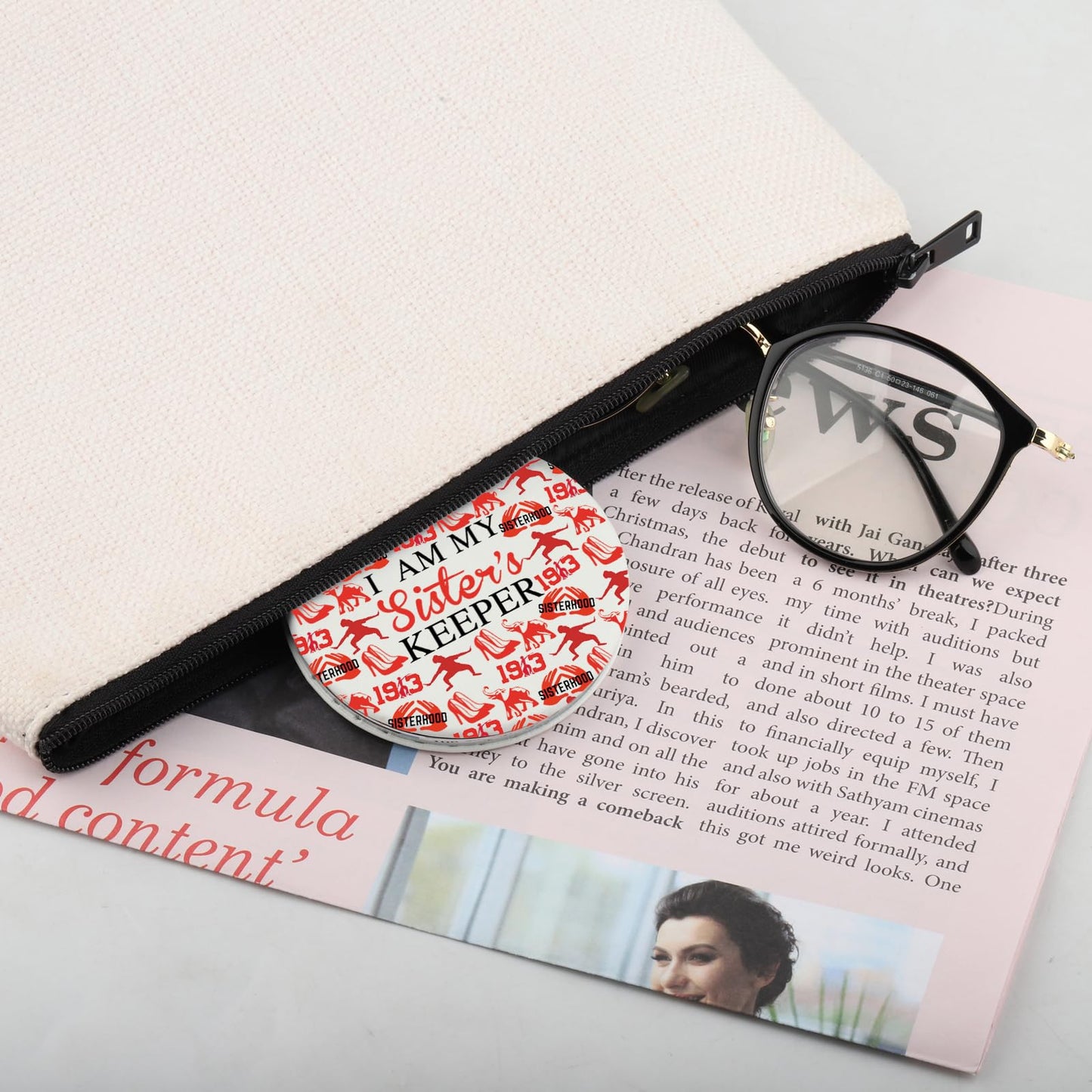 CHOORO Sorority Gifts Red and Black Makeup Mirror Greek Sorority Gift Red Sorority Gifts