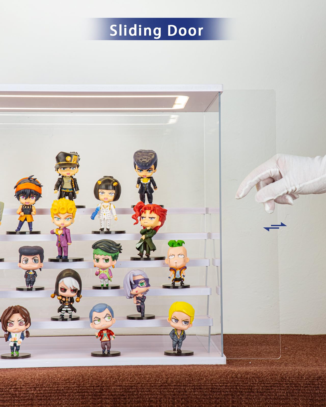 AZEYN Clear Acrylic Display Case with Light , 3 Tier Display Box Stand Assembly Dustproof Protection Showcase for Collectibles Action Figures (White 12.6×7×9in; 32×18×23cm)