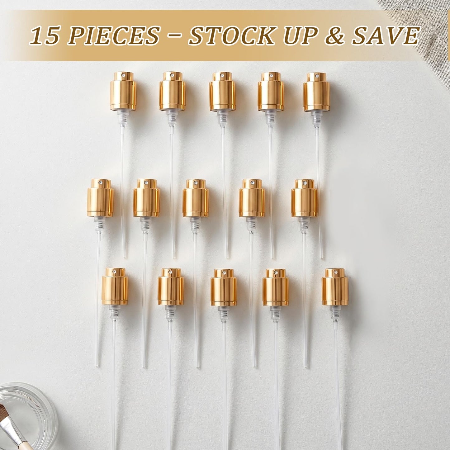 15mm Bayonet Fine Mist Sprayer Caps - 15pcs Bayonet Plastic Perfume Spray Bottle Nozzle Pump Spray Top Replacement for Perfume Skincare And Cleaning, Cologne Replacement Nozzle for Essential Golden