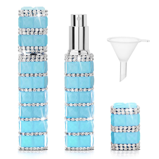 TTOYOUU Travel Perfume Atomizer Refillable Bottle, 12ml Rhinestone Mini Perfume Bottles Empty Refillable Travel Atomizer Sprayer with Funnel (1Pc-Blue)