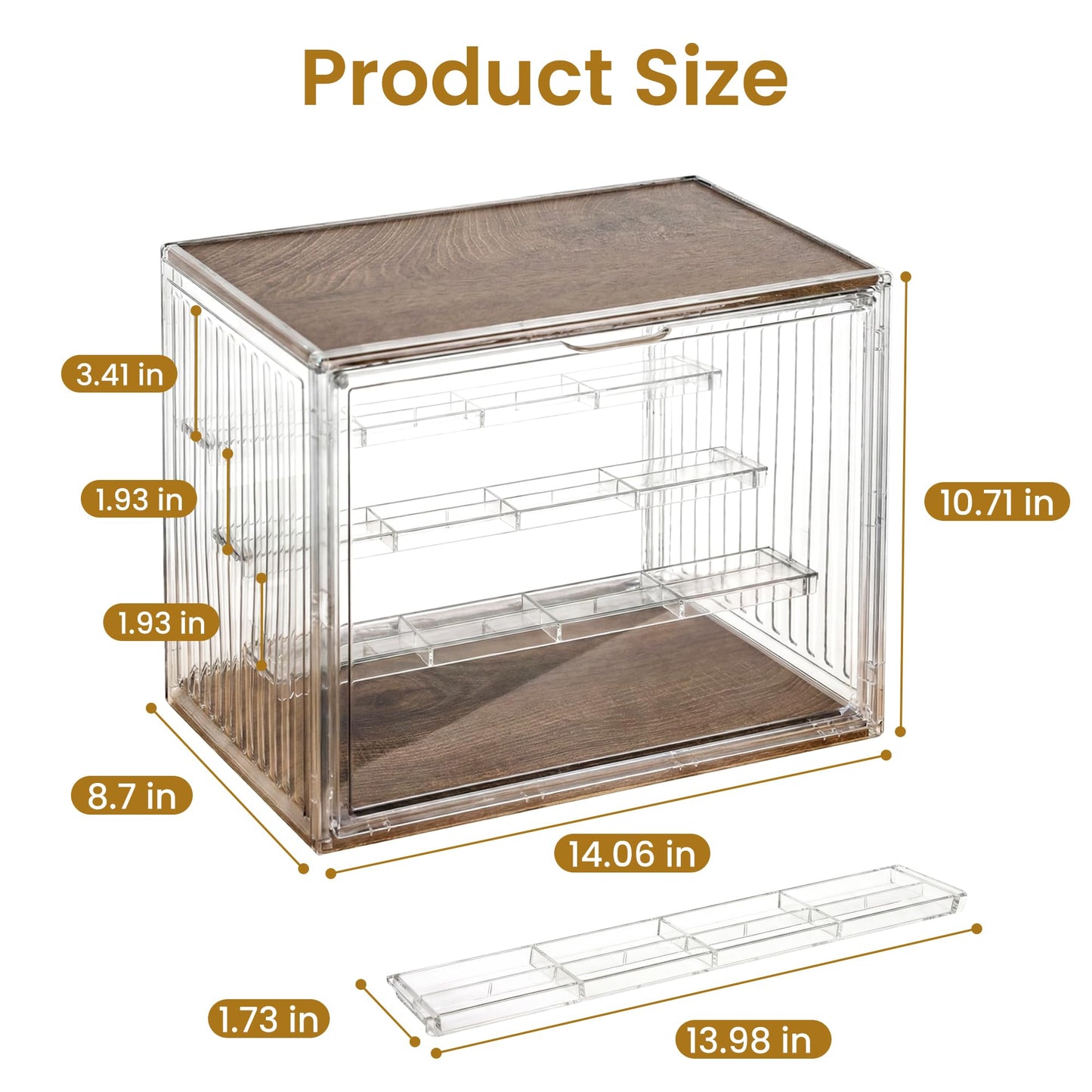 TimberAura Acrylic Display Case for Collectibles, 4-Tier Clear Display Box with Removable Shelves, Stackable Organizer with Magnetic Door for Figures, 1 Pack