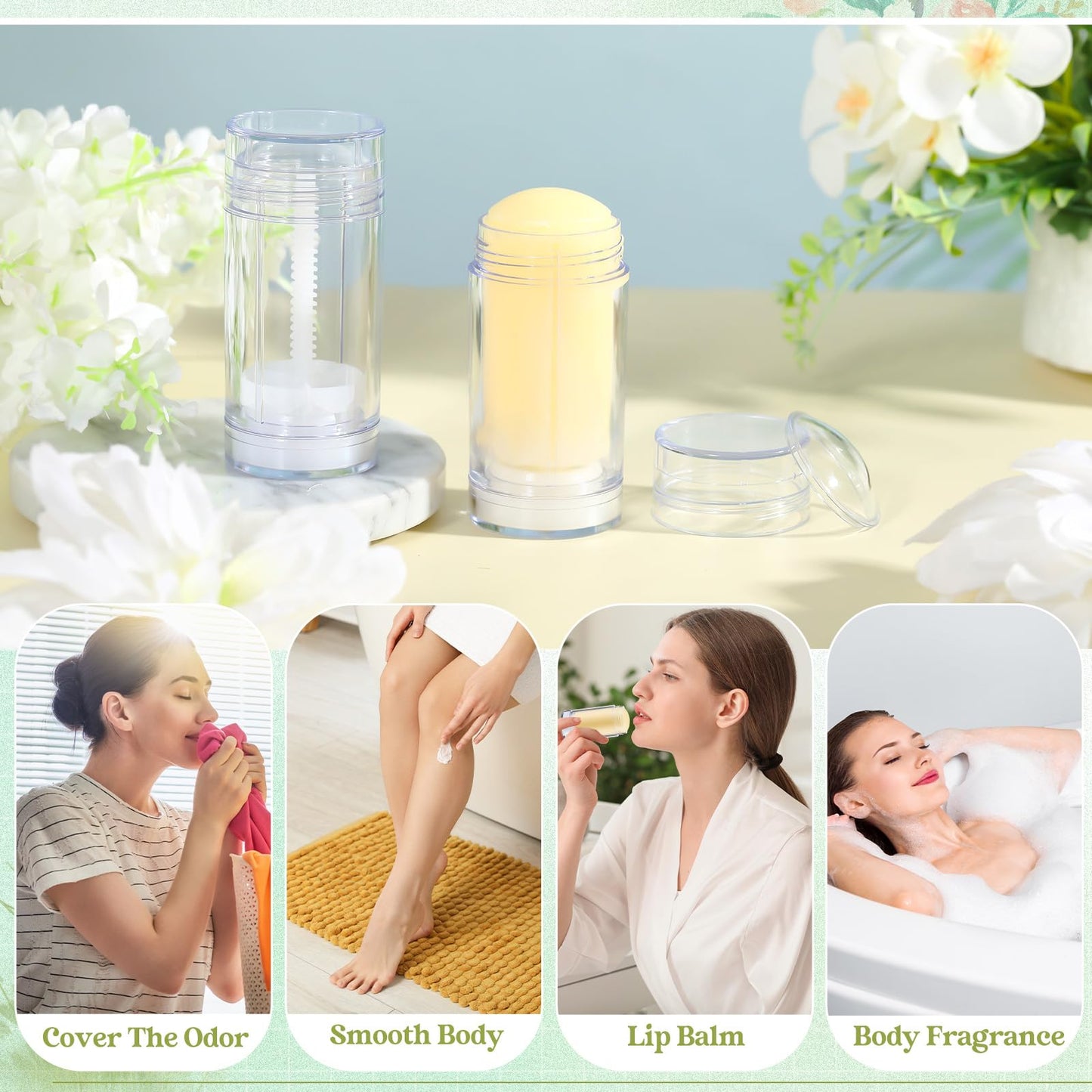 Teenyyou 50 Pcs 30 ml Empty Deodorant Containers Twistup Filling Stick Plastic Deodorant Container Refillable Bottles Bottomfill Round Lip Balm Tubes Cylinder for Homemade DIY Lip Balm (Clear)