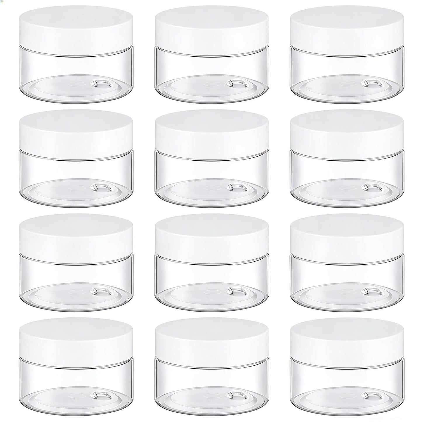 48 Pack 1 Oz Plastic Jars with White Lids, 1oz Small Plastic Containers with Lids for Cosmetic Makeup Beauty Products, Slime, Sample, Travel, BPA Free | Wide Mouth | Refillable