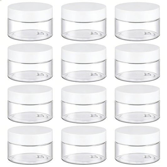 48 Pack 1 Oz Plastic Jars with White Lids, 1oz Small Plastic Containers with Lids for Cosmetic Makeup Beauty Products, Slime, Sample, Travel, BPA Free | Wide Mouth | Refillable