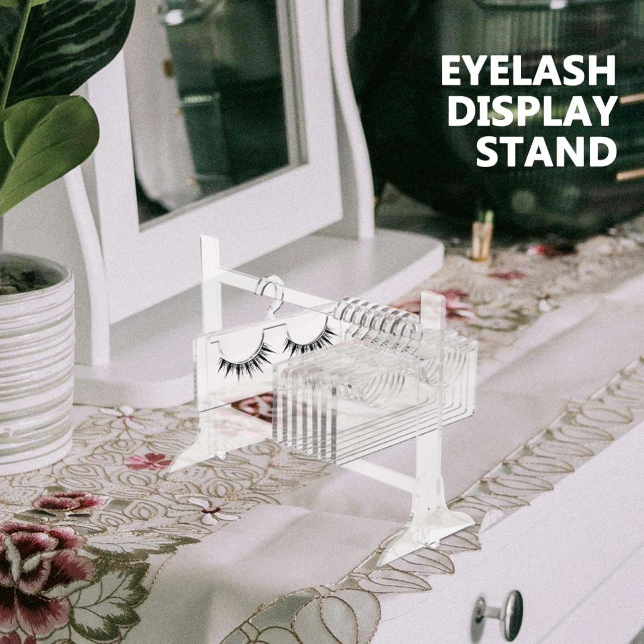 OATIPHO Transparent Acrylic Lash Organizer Rack Eyelash Storage Display Hanger Compact Portable Lash Holder for False and Grafted Lashes Travel Home Use 5.86X4.72X2.32In