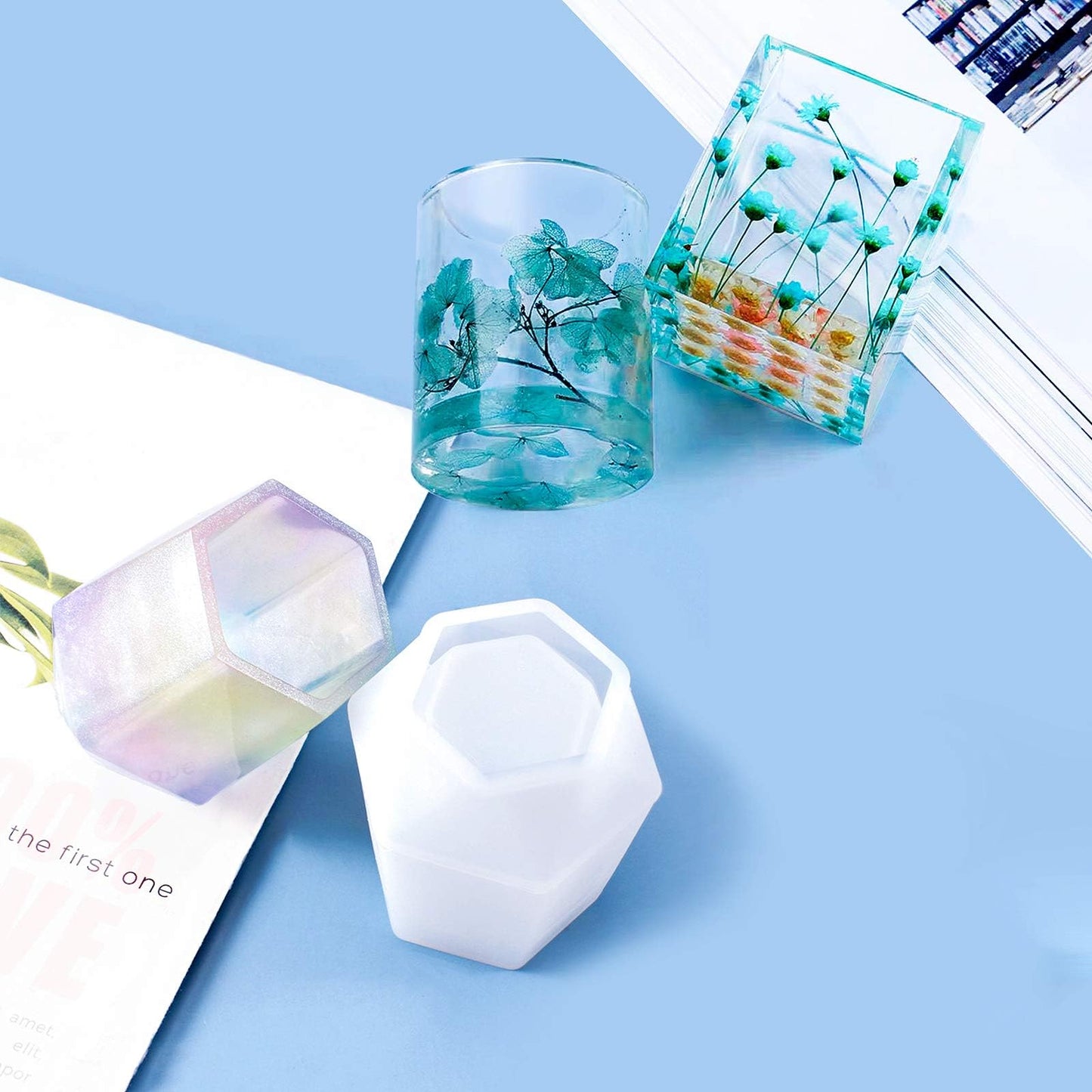 3 Pcs Cup Resin Silicone Mold, Kalolary Makeup Brush Holder Organizer Cylinder Craft Epoxy Mold, DIY Flower Planter Pot Molds, Cup Mold, Pen Holder Molds