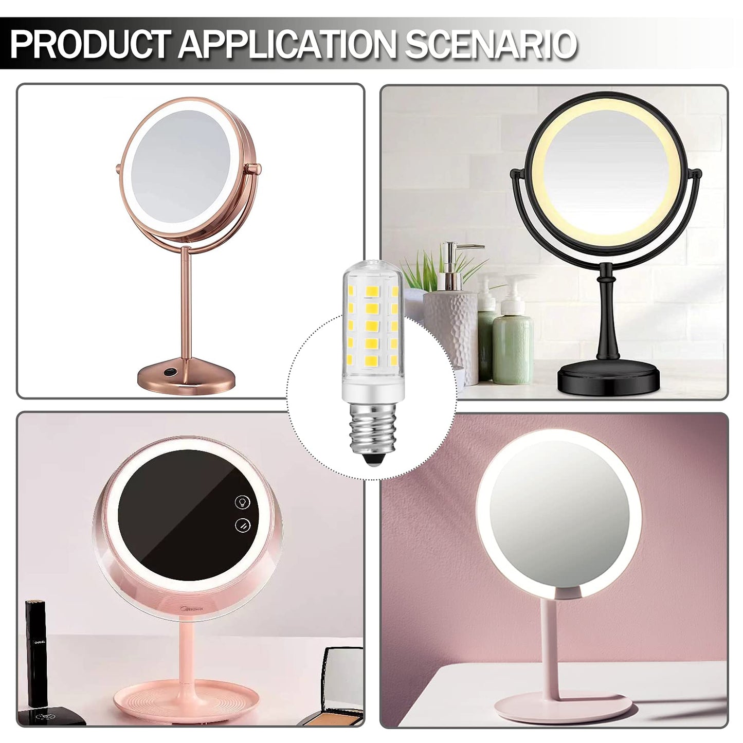 X-Molin Double-Side Illuminated Magnification Mirror - Replacement Bulb for Cosmetic Vanity Makeup Mirror or Double Sided Lighted Magnification, Warm White 3K