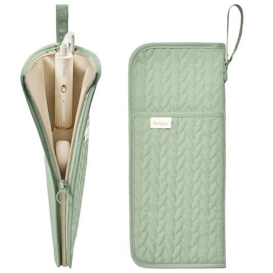 KarSyon Hot Tools Organizer Heat Resistant Mat Case Hair Tools Holder Travel Bag Portable Hair Styling Tools Cover Pouch for Curling Iron,Flat Iron,Hair Straightener (Sage Green)