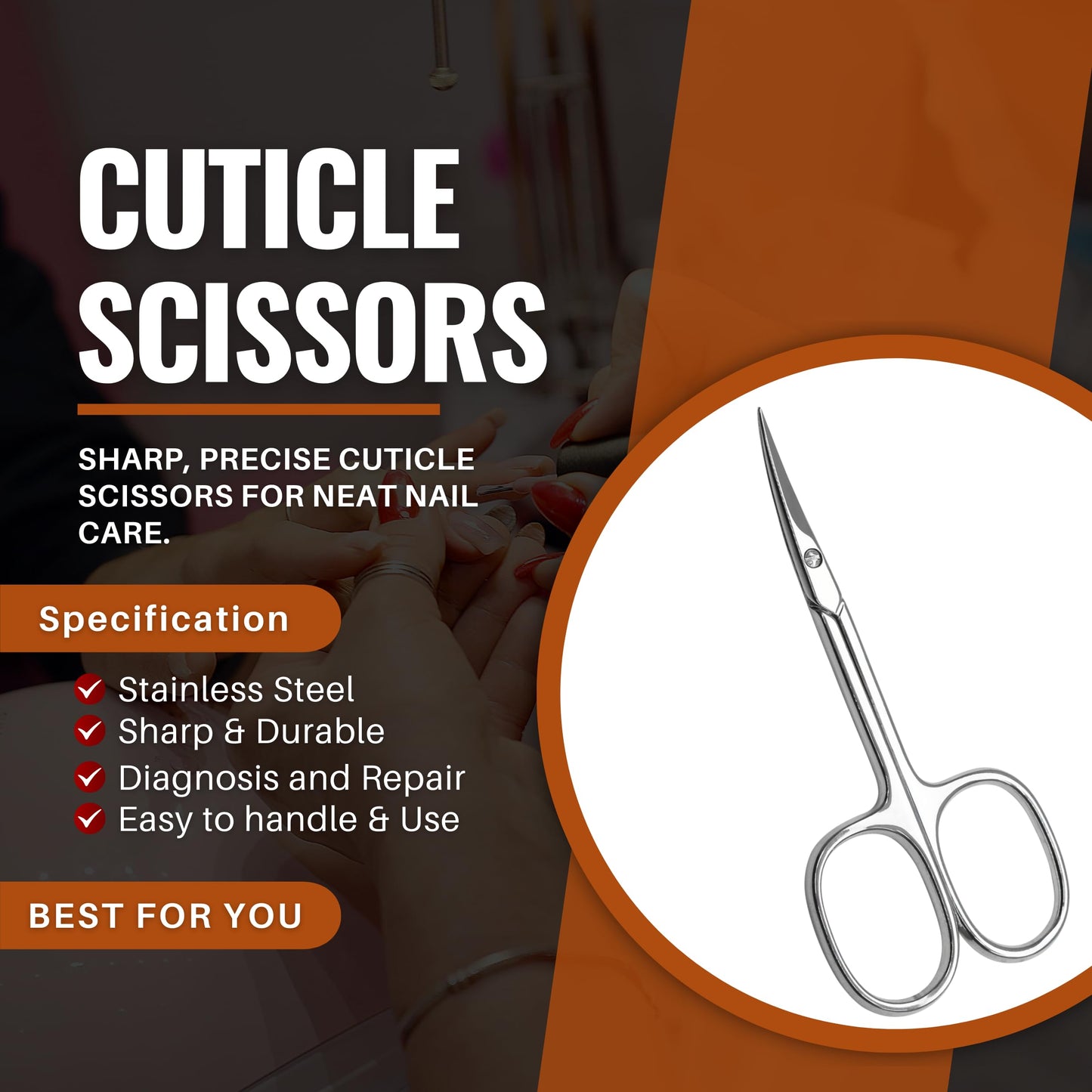 HomeDucts Cuticle Scissors German Stainless Steel Nail Scissor | Pedicure Beauty Grooming For Nail, Eyebrow, Eyelash & Dry Skin | Ideal Mothers Day For Women & Men