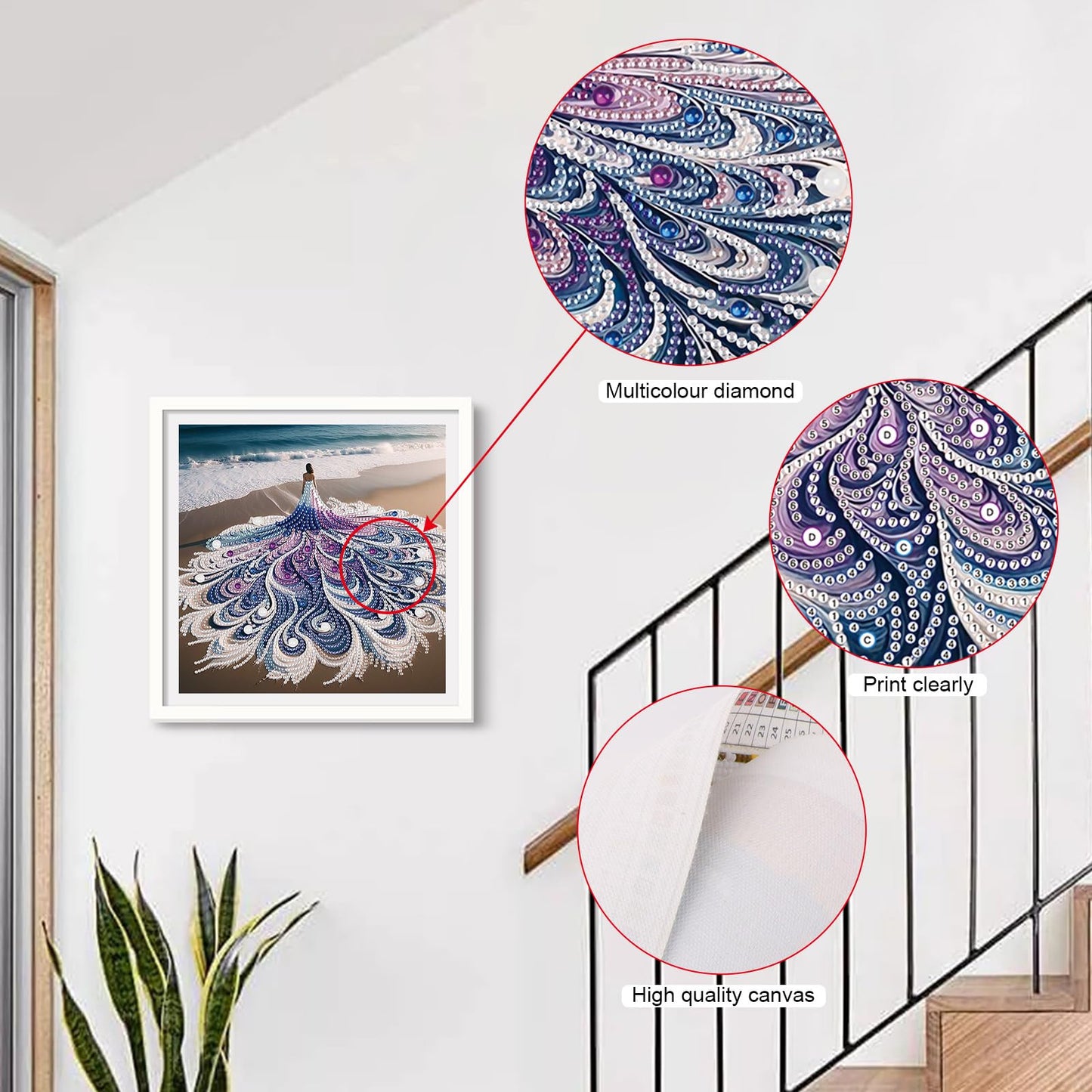 Diamond art Painting Kit, 5D DIY Beach beauty, Special Shape Crystal Artificial Diamond Partial Mosaic Handicraft for Beginners, Wall Decor Art For Bedroom, Office, Living Room, Christmas Gift