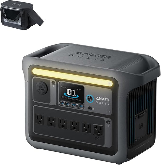 Anker SOLIX C1000 Portable Power Station with Water-Resistant Bag, 1800W Solar Generator, 1056wh LFP (LiFePO4) Battery, 4 AC Outlets, Up to 2400W for Home, Power Outages, and Outdoor Camping