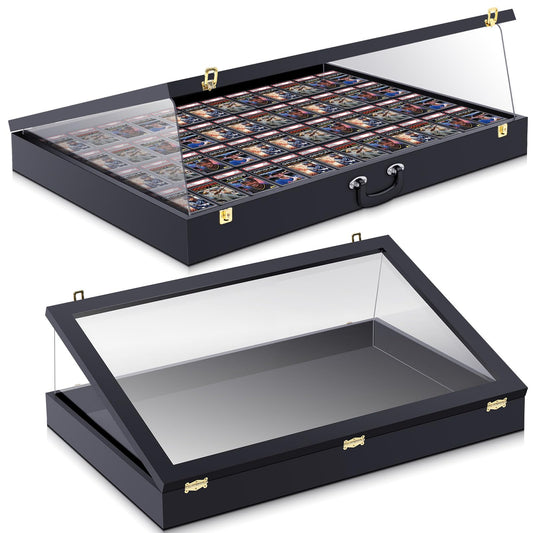 Memorywuu Trade Show Display Case, 36" x 24" Wooden Frame Card Display Case Clear Acrylic Showcase with Locks for Jewelry Craft Collector Pastry Shows(Black)