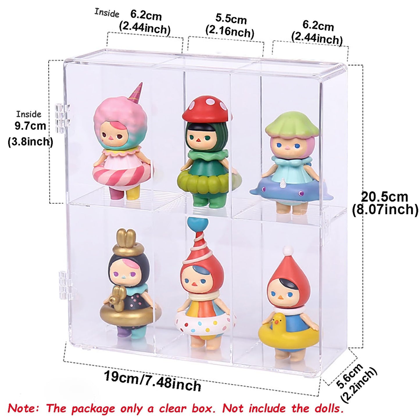 Clear Acrylic Display Case, Stackable Plastic Storage Bins with Lid for Collectibles Action Figure 2 Layer 6 Separate Room Hobby Figure Display Case Box