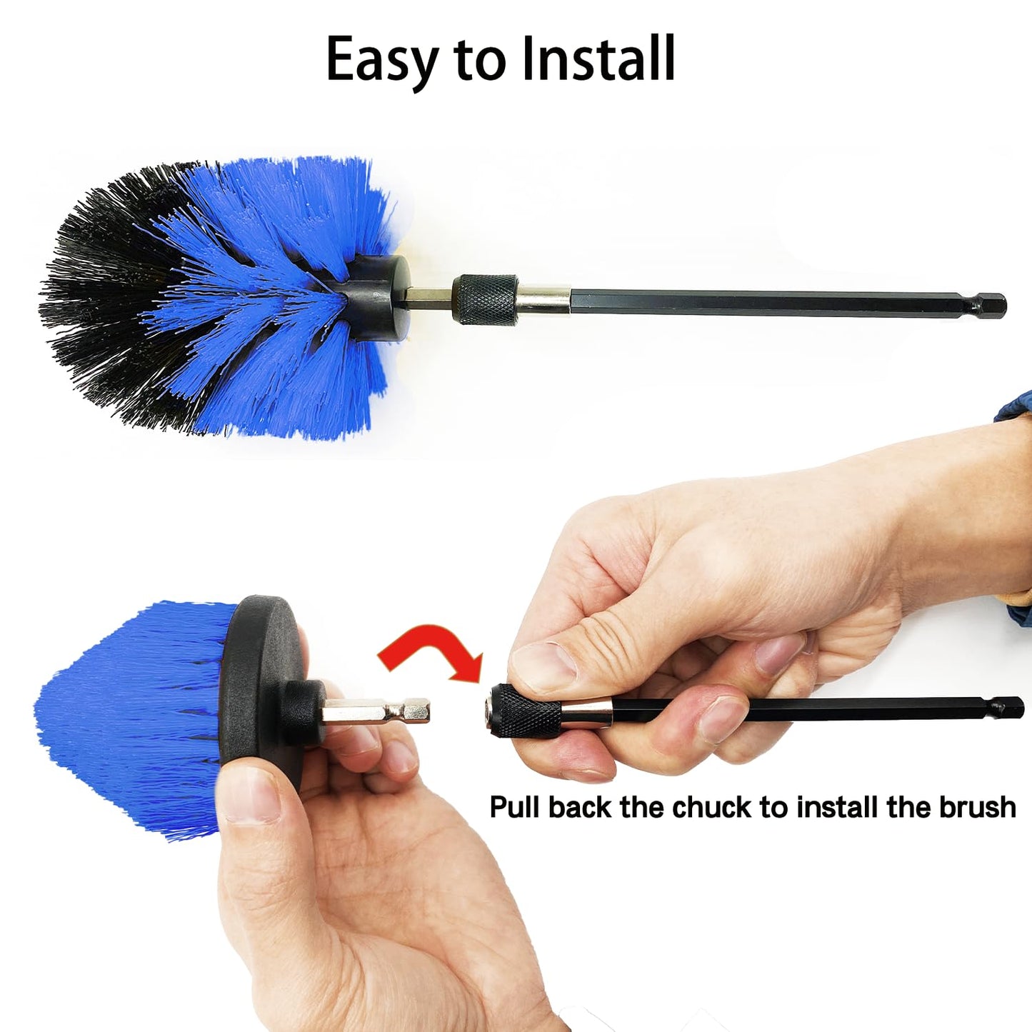 8 PackDrill Brush Attachment Set, 1/4in Power Scrubber Brush + Extend Long Rod, Brush Drill Attachment, Power Cleaning Scrub Brush for Bathroom, Tub, Tile, Corner（Blue）
