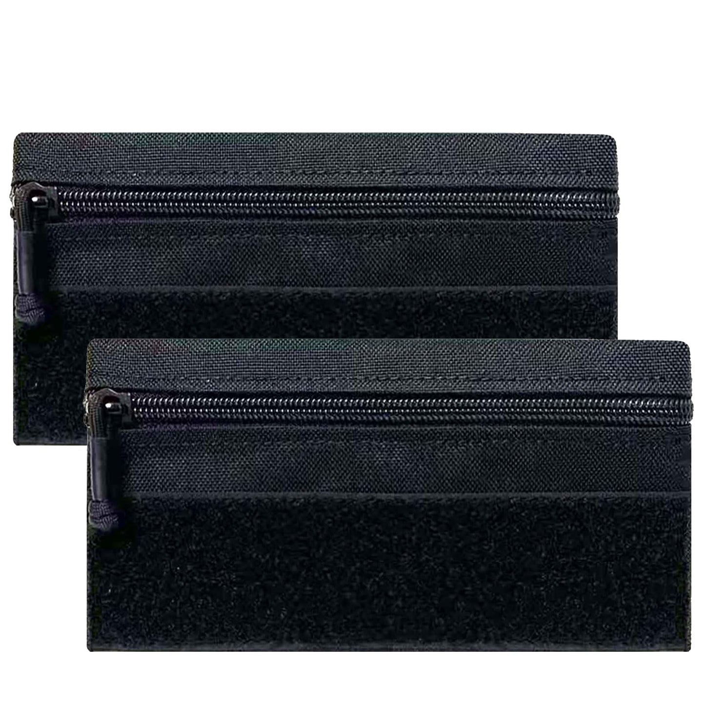 Tactical Admin Zipper Pouch with Hook and Loop, Carry On Bag Insert EDC Organizer Utility Storage Pocket Wallet for Snack Backpack Accessories Chest Ring (2 Pack-Black)