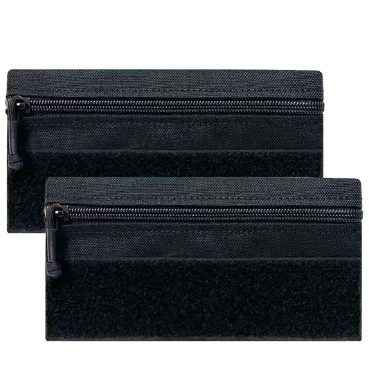 Tactical Admin Zipper Pouch with Hook and Loop, Carry On Bag Insert EDC Organizer Utility Storage Pocket Wallet for Snack Backpack Accessories Chest Ring (2 Pack-Black)