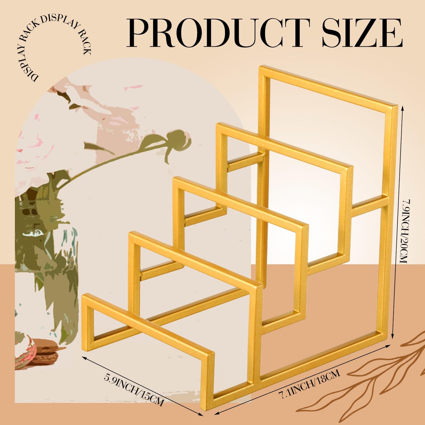 DoubleFill 2 Pack Purse Organizer for Closet Display 4 Layer Gold Riser Stand Clutch Purse Organizer Display Metal Wallet Rack for Handbag Home Retail Boutique Store Supplies