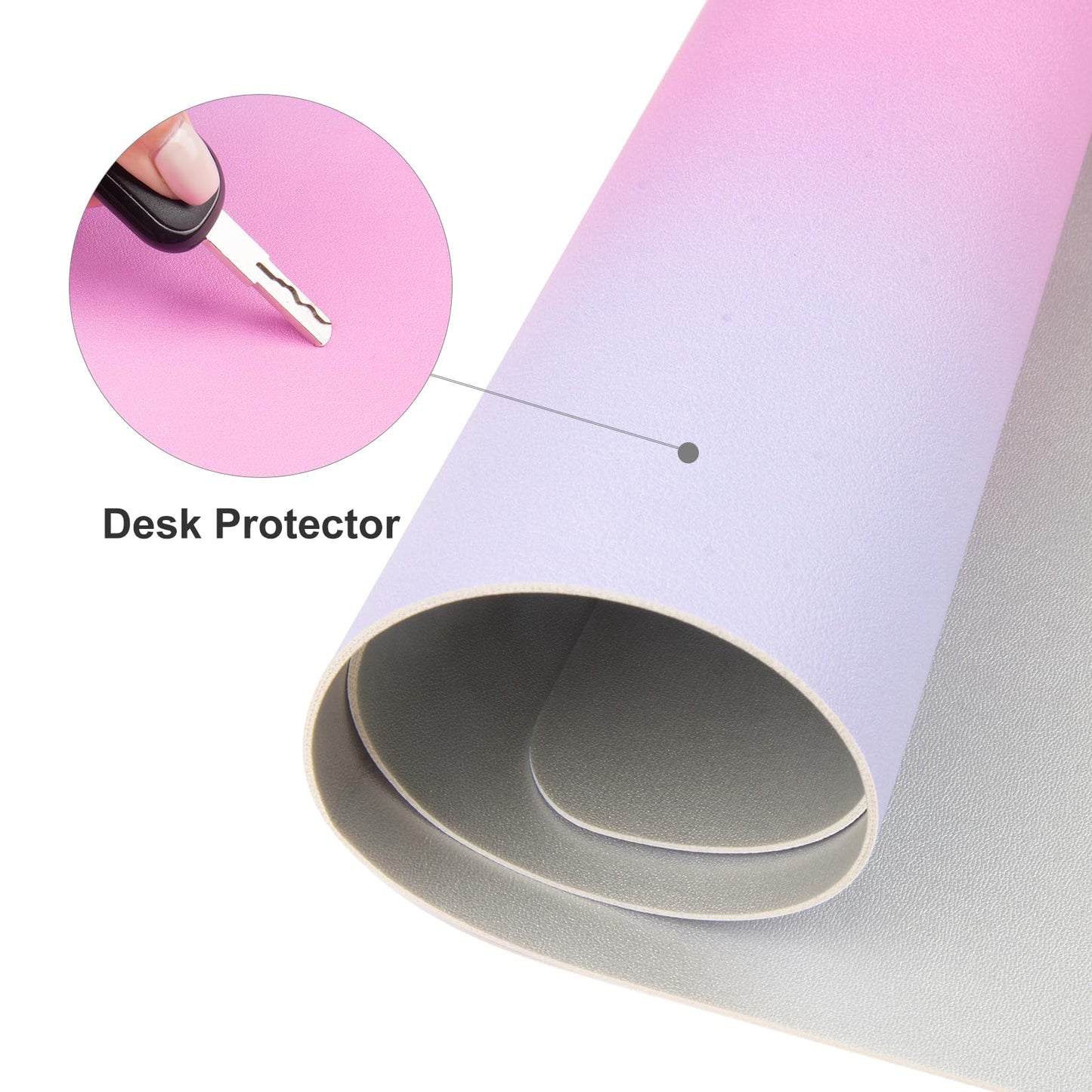 Colorful Star Large Mouse Pad Pink, Girly Desk Mat Aesthetic PU Leather Laptop Mat 31.5 x 15.7 in, Cute Mousepad & Large Desk Pad, Waterproof Non-Slip Desk Mat for Office Accessories Women& Girl