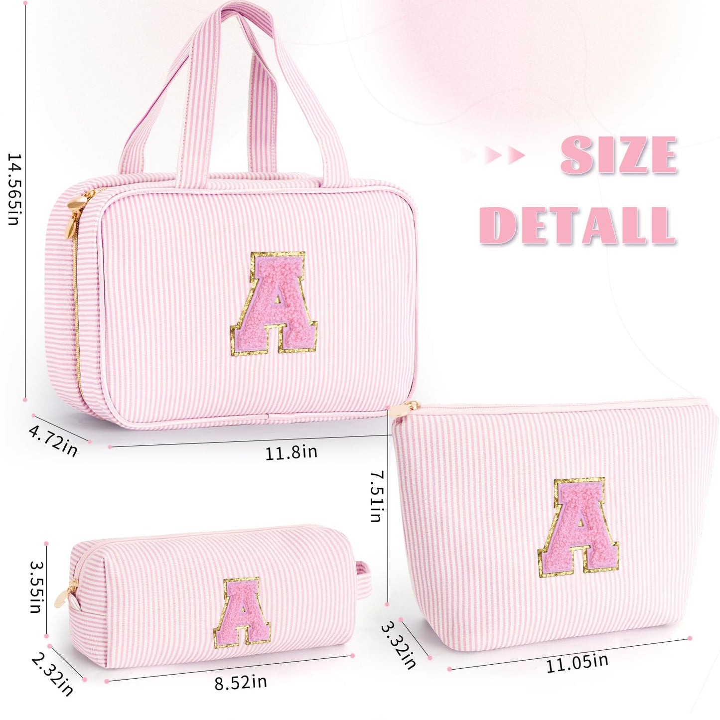 Fystdtote Gifts for Teen Girls Women - Personalized Toiletry Bag Initial Makeup Bag | Travel Cosmetic Bag | 8 9 10 11 12 13 14 15 16 Years Old Girl Gift Trendy Stuff - Pink A