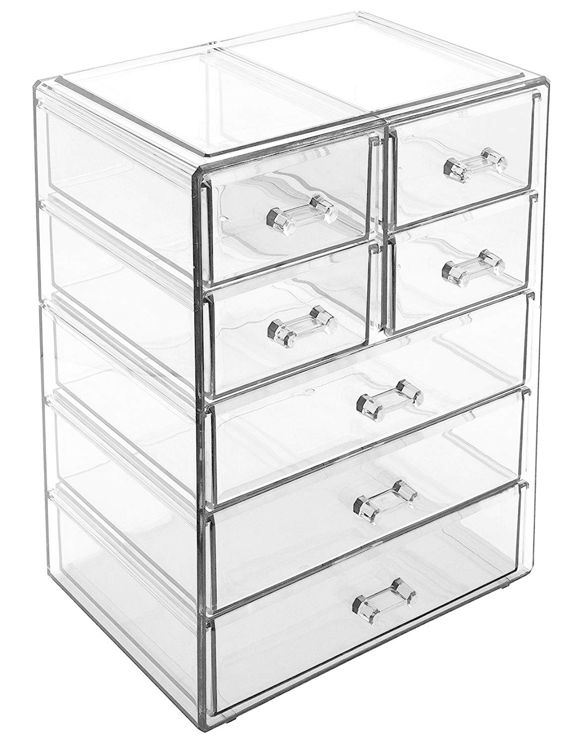Sorbus Acrylic Makeup Organizer Set, 7-Drawer Vanity & Countertop Cosmetic Storage with Small & Wide Drawers, Clear Makeup Storage for Brushes, Lipsticks, Jewelry – Holiday Gift for Women & Teens