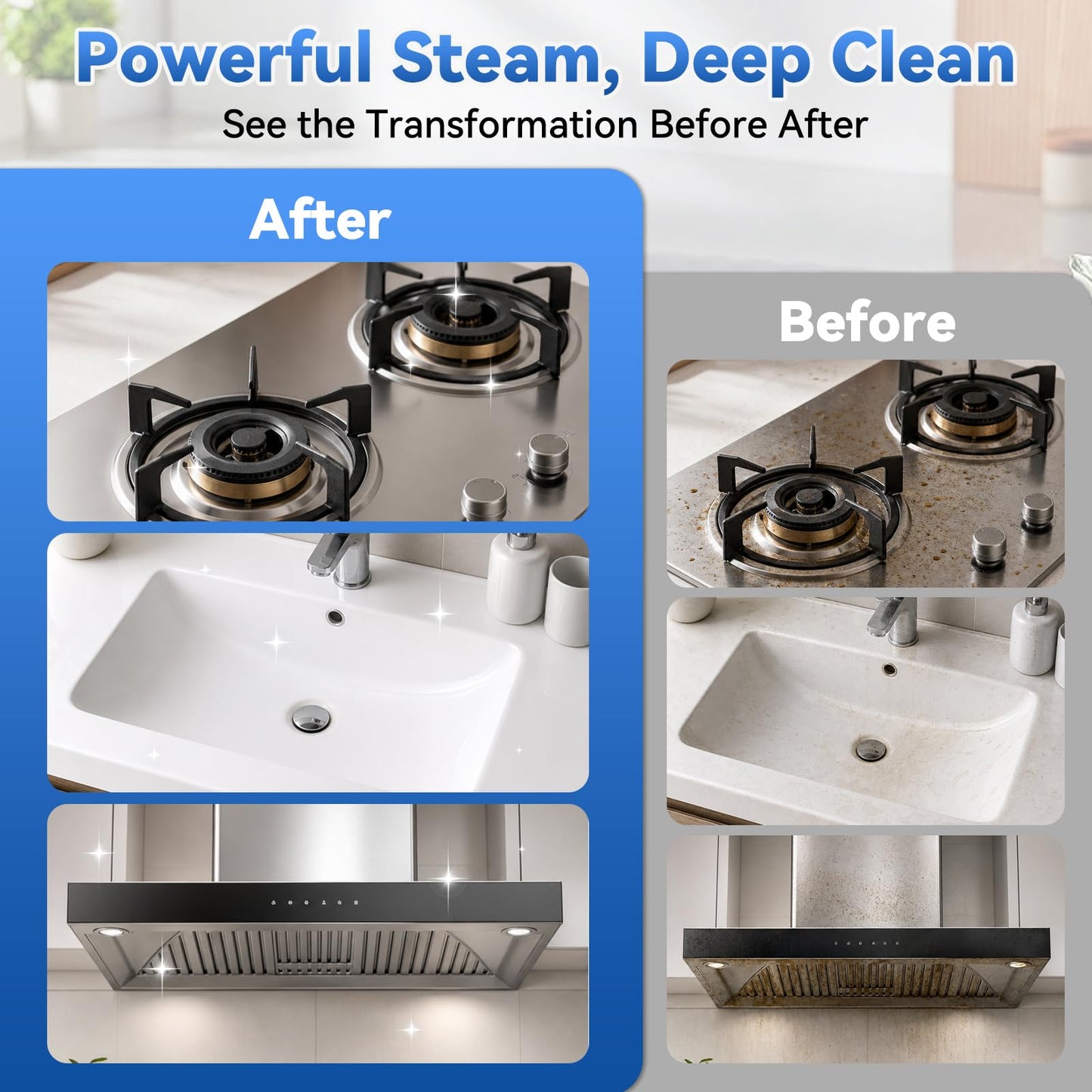 Gsskny Steam Cleaner, 3-Level Adjustable Handle, 15s Heat-Up, Steamer for Cleaning With 1.8L Large Tank, Handheld Steam Cleaner for Home, Bathrooms, Tile,Car. Dry Burn Protection(14pcs Accessories)