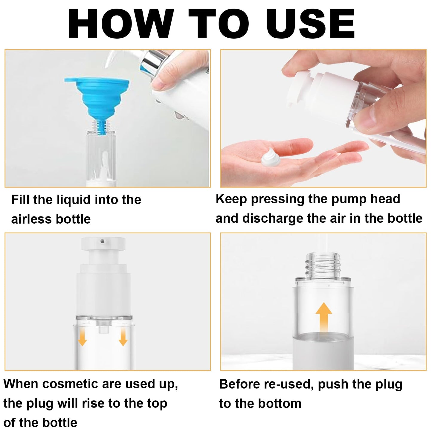 SENENQU 40 PCS 0.5 Oz 15ml Airless Pump Bottles Travel Size Empty Pump Bottle Lotion Container Refillable Cosmetic Pump Dispensers for Foundation Moisturizer Shampoo Toiletry