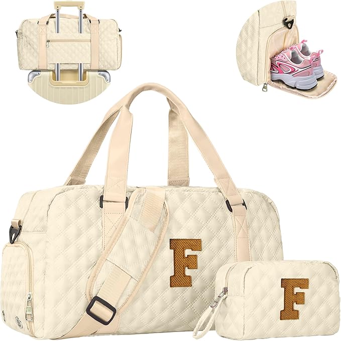 Gifts for Girls Age 10 11 12 13 14 15 16 17 18, Initial Travel Duffel Bag, Graduation Gifts for Her, Monogram Overnight Bag, Gift for Friend Sister Women gifts