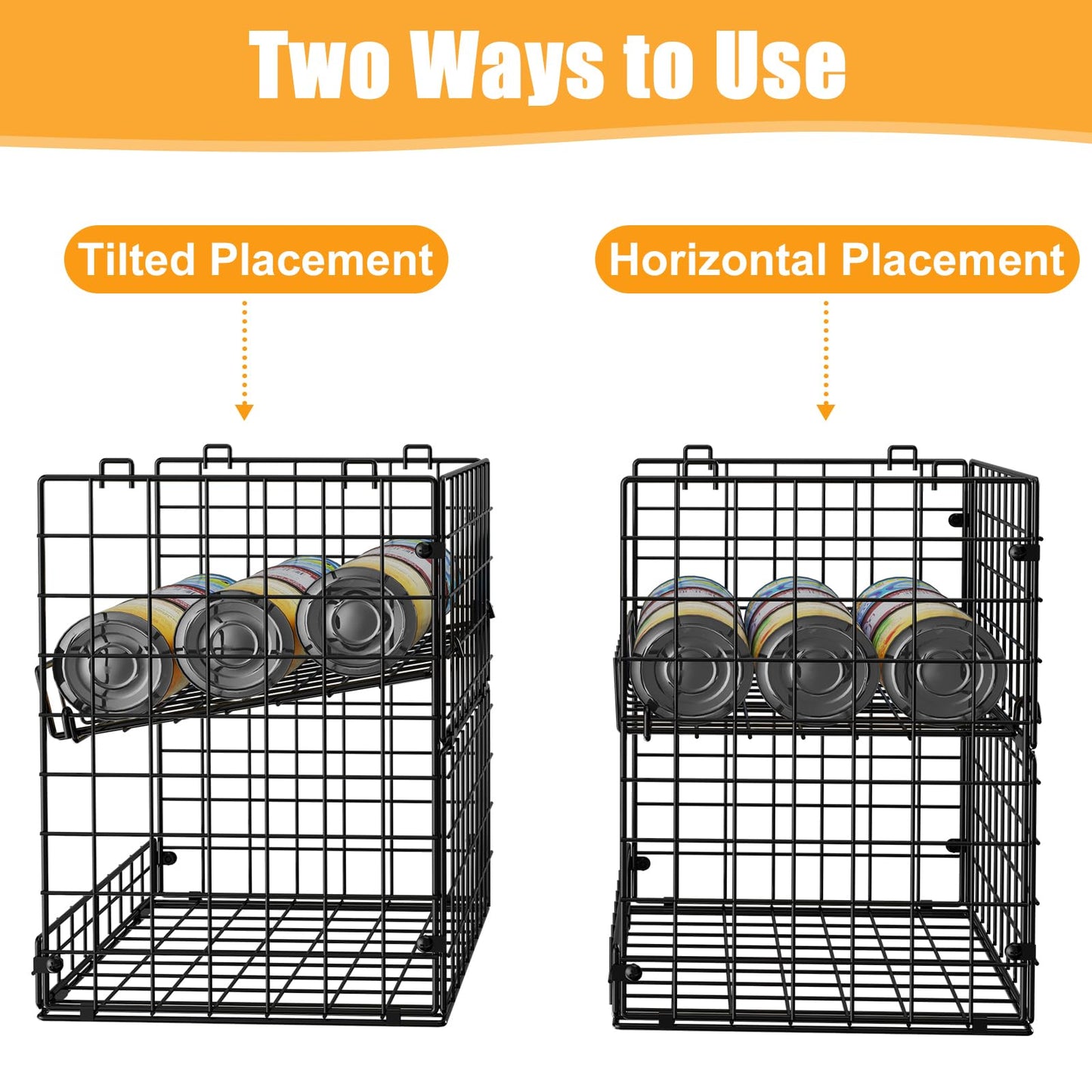 JKsmart 8-Tier Stackable Wire Basket, Can Organizer for Pantry Kitchen, XXL Metal Storage Shelves with Dividers & Handles, Easy Assembly Space Saving Storage Bins for Snacks Fruits Veggies