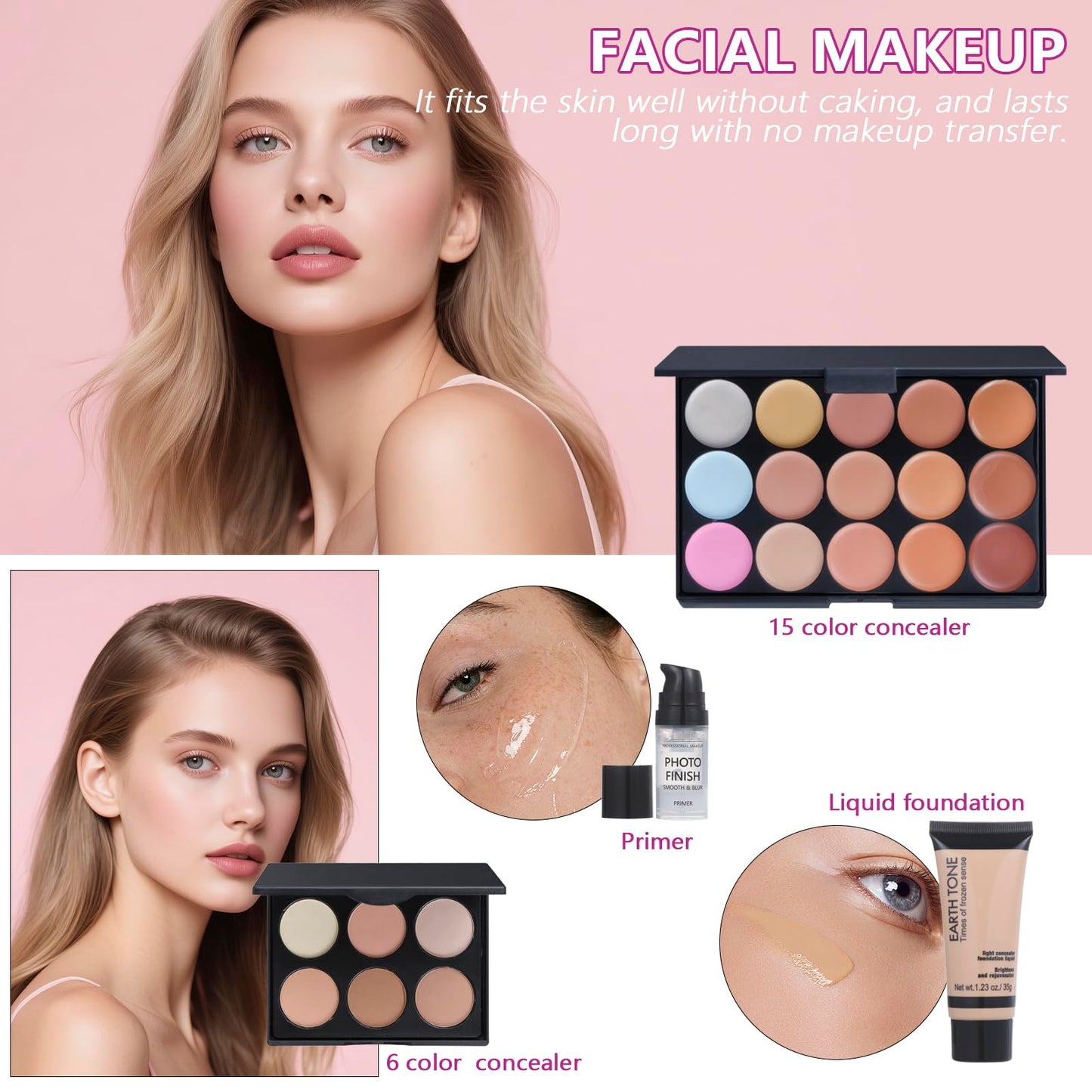 Travel Makeup Kit, Makeup Set For Teen Girls, Make up Gift Set For Women with Makeup Box, Eyeshadow Palettes, Foundation, Concealer, brushes set (Colors 29)