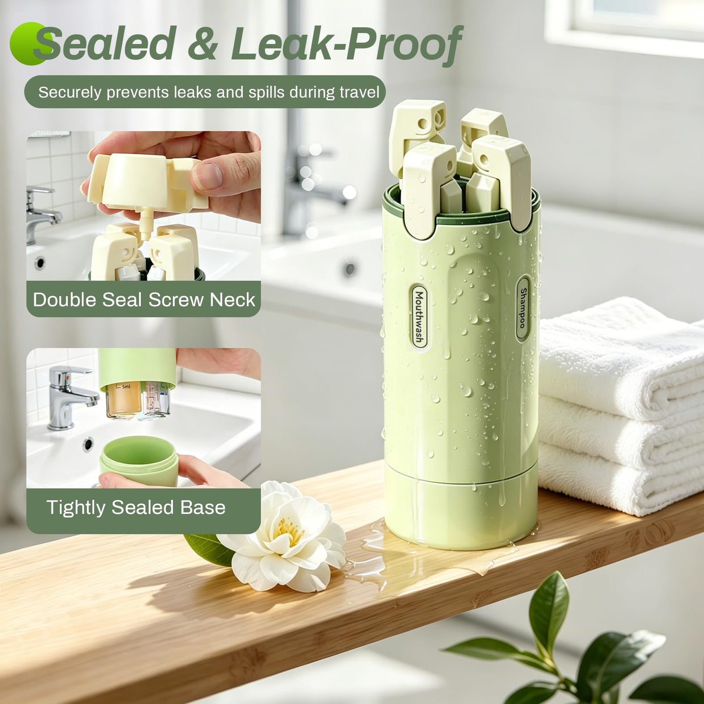 CLRDZN 4 in 1 Travel Dispenser Bottle, 4 Pack 30ML Travel Bottles for Toiletries, 4 in 1 Travel Dispenser with Label, Leakproof & TSA Approved Portable Containers for Shampoo Lotion Conditioner Cream