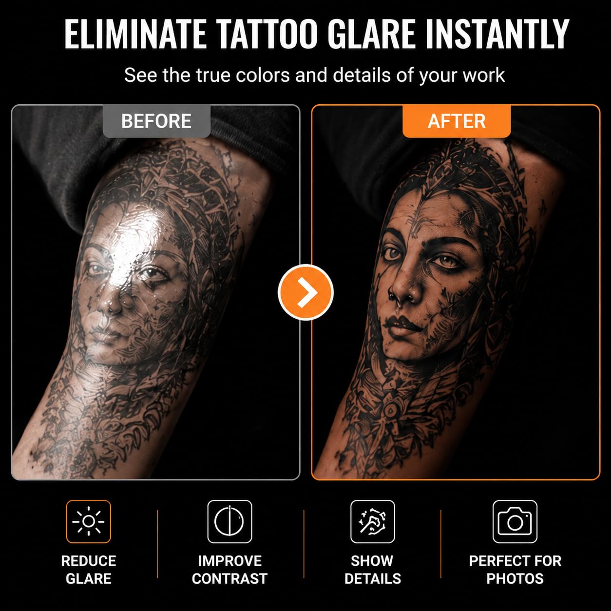 120 Led Tattoo Light Kit with 52mm Cpl,Tripod Light,Dual Clips,Tattoo Equipment and Supplies for Tiktok Taking Tattoo Photos and Remove Photo Glare,Selfie Light for Ipad,iPhone,PC