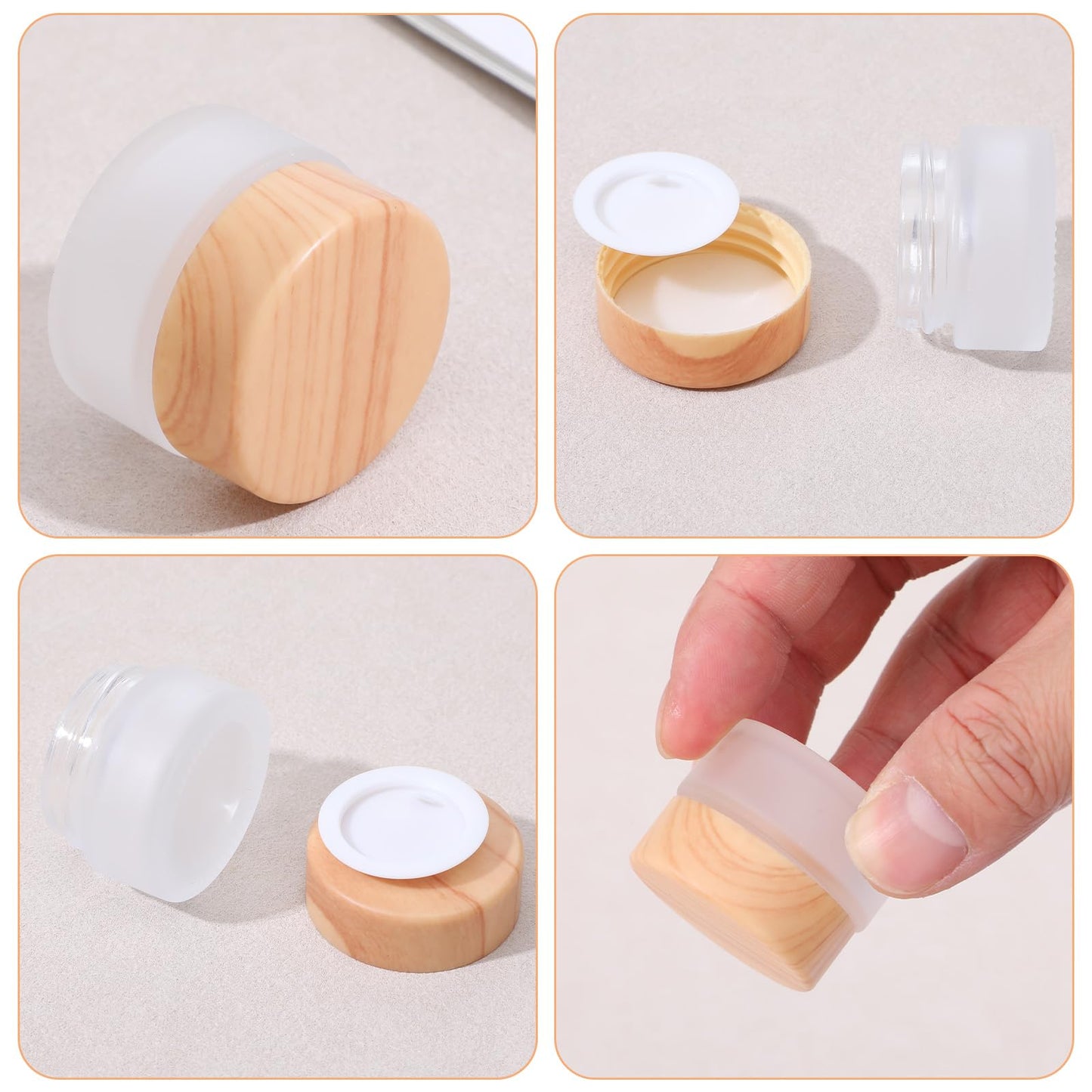 COMNICO 32 Pcs Glass Cosmetic Containers with lids, 5 Grams/5 ML Round Frosted Cosmetic Jars Empty Sample Refillable Travel Jars for Makeup Lip Scrub Lotion Balm
