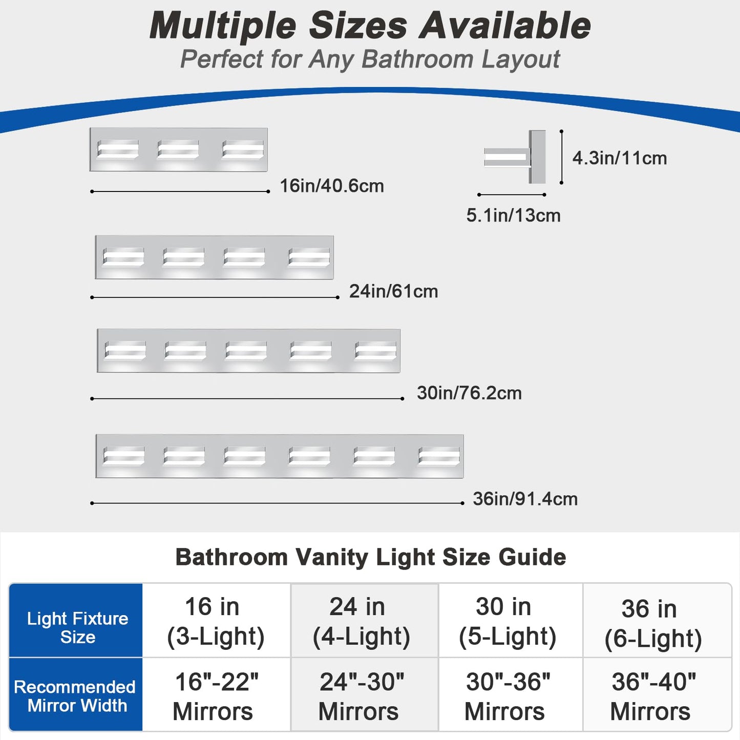 IZORRO LED Modern Bathroom Lights Fixtures(4-Light,Dimmable,360°Rotate),Chrome Acrylic Wall Lighting,Vanity Lights for Bathroom Over Mirror - 6000k 24In （No Assembly Required）