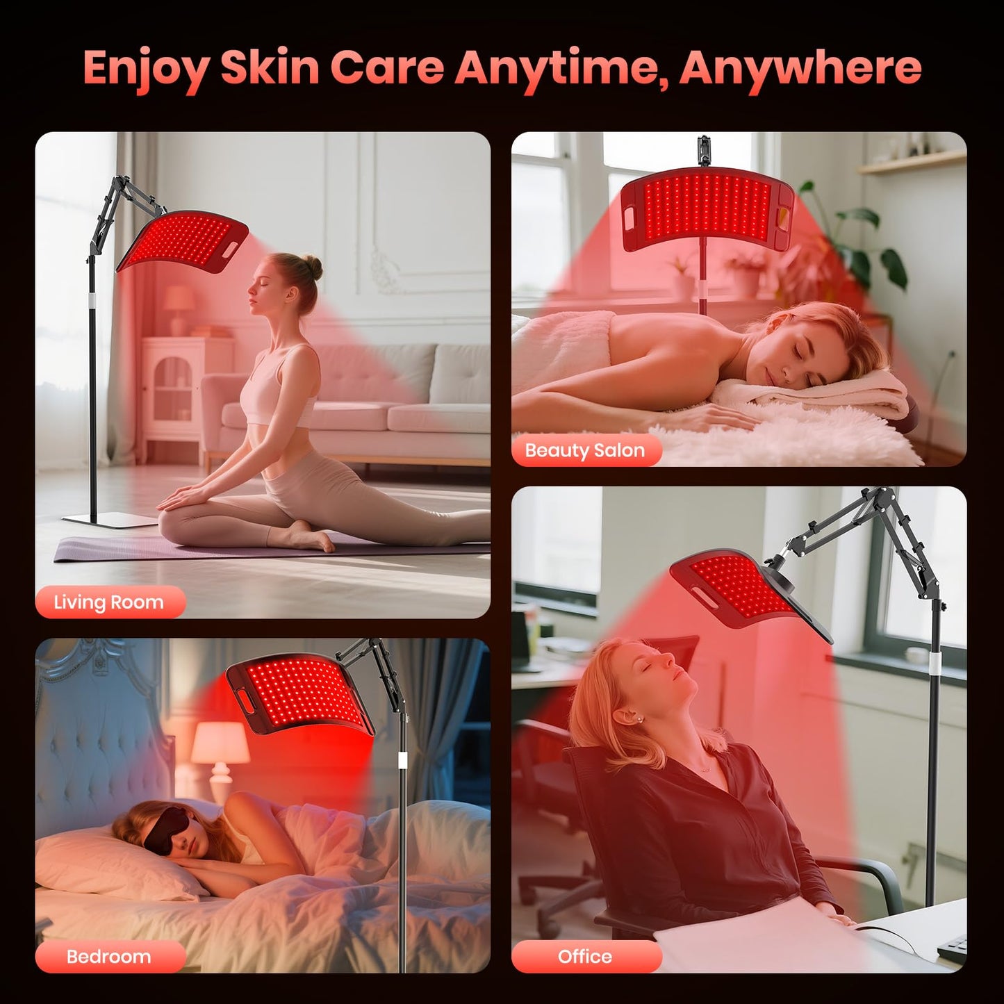 Red Light Therapy for Face and Body, Red Infrared Light Therapy Lamp with Stand, Tri-Wavelength 660nm 850nm 940nm Infrared Light Device with Large Panel, Protective Glasses, Idea Gift for Women Men