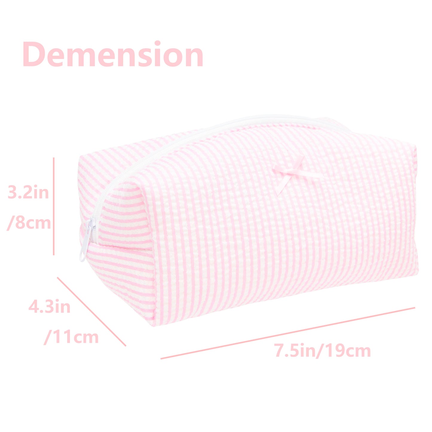 PAZIMIIK 6PCS Cozy Makeup Bag SET Travel Cosmetic Bag for Women Soft Toiletry Bag Aesthetic Makeup Organizer Portable Large Zipper Pouch for Skincare Beauty Accessories Brushes Stripe Pink