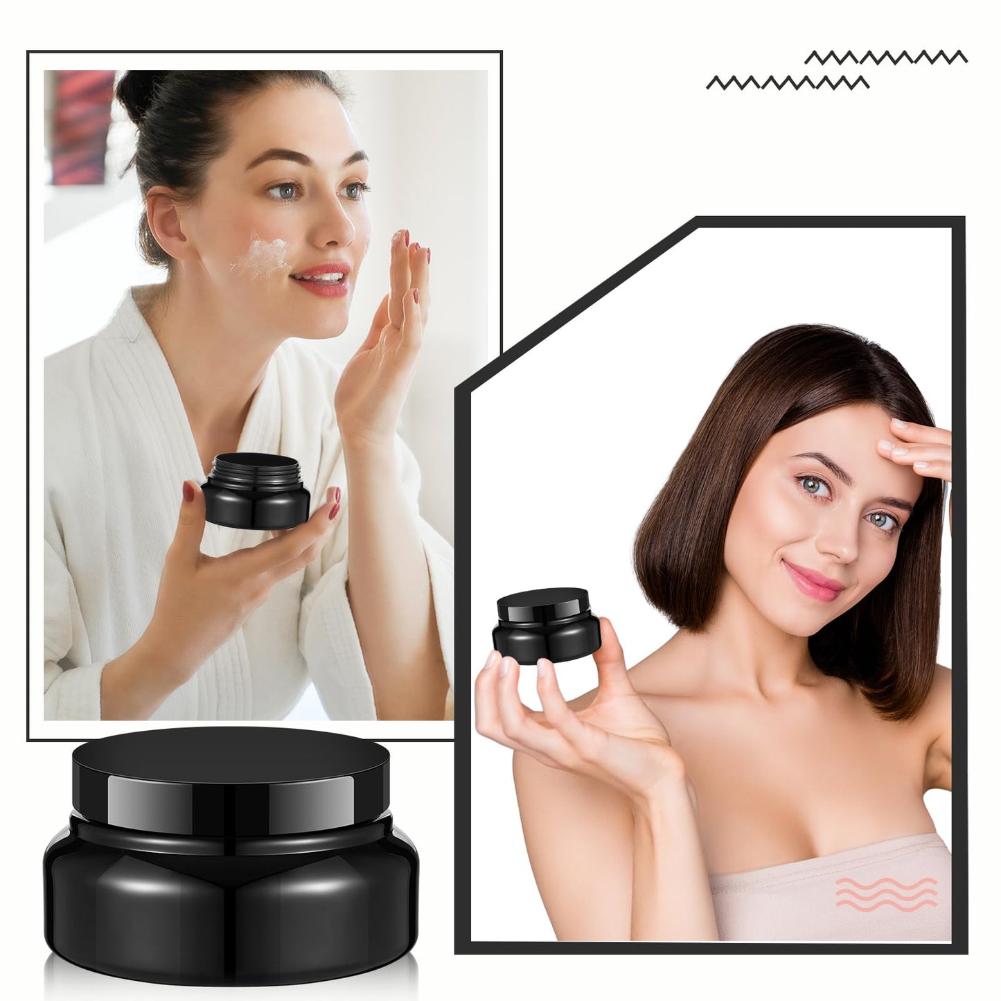 Tessco for you 24 Pack Plastic Jars with Lids Labels Multiuse Slime Containers Empty Body Scrub Jars Round Refillable Cosmetic Body Butter Container for Makeup (5 oz,Black)