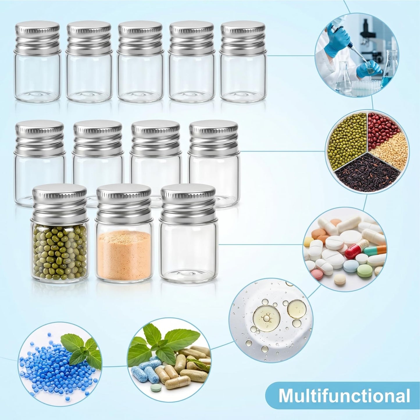 Coloch 120 Pack 5ml Mini Glass Bottles with Screw Aluminum Caps, Tiny Empty Sample Bottles Leakage Proof Clear Glass Vial Containers for DIY, Storage, Art Craft, Decor
