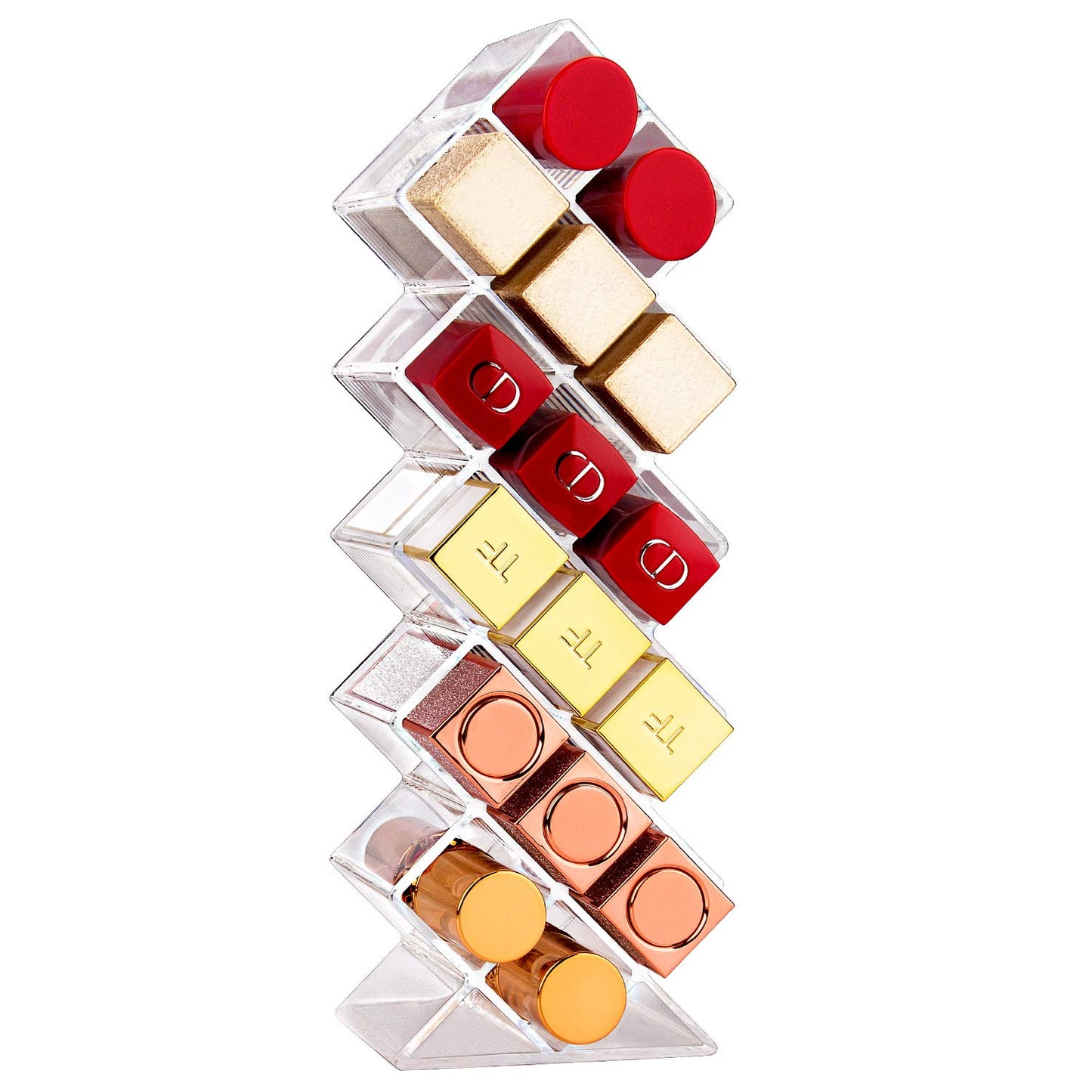 JessLab Lipstick Organizers, Acrylic Holder Lip Gloss Tower Clear Cosmetic Fish Sticks Lip Makeup Storage for Bathroom Vanity Countertop, 16 Slots