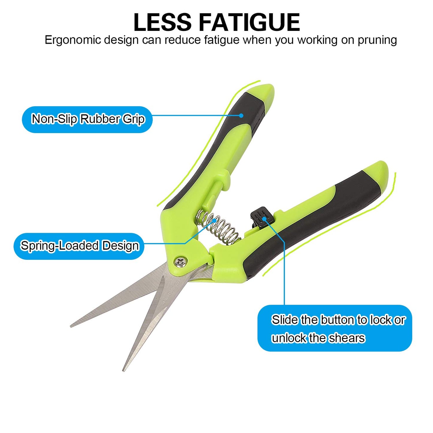 KEILEOHO 8 Pack 6.5 Inch Bud Trimming Scissors, Professional Stainless Steel Gardening Hand Pruners Micro-Tip Pruning Snips with Straight Blades for Trimming Garden Herb Plants Flowers