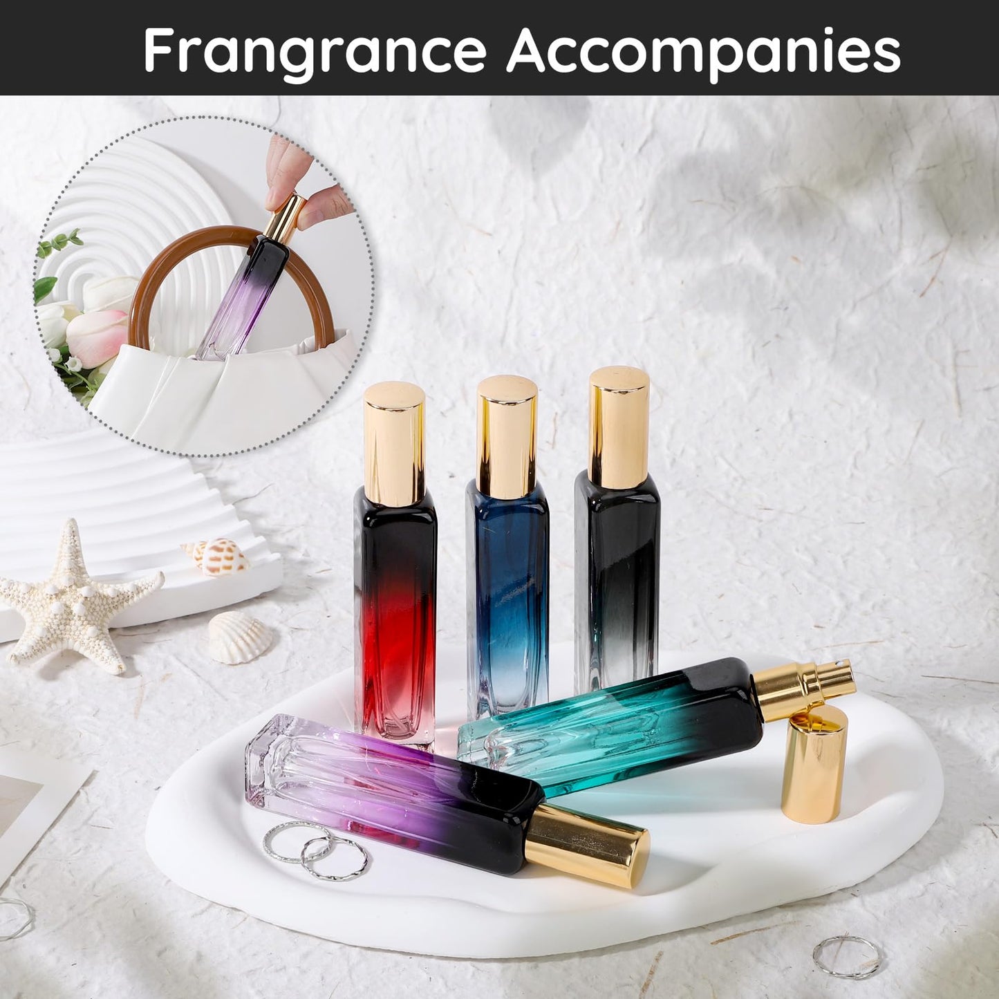 Segbeauty 0.5oz Portable Travel Perfume Bottles, 10 Pack of 15ml Glass Travel Size Perfume Atomizer Refillable, Mini Cologne Atomizer Sprayer for Men, Small Cologne Spray Bottles with Refill Tool
